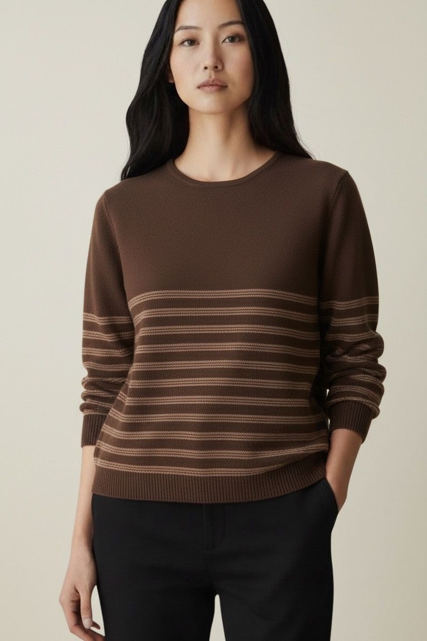 Fendi NWT Fendi Maglia Brown Merino Wool Striped Sweater Sz IT 44 Size M / US 6-8 / IT 42-44 - 1 Thumbnail