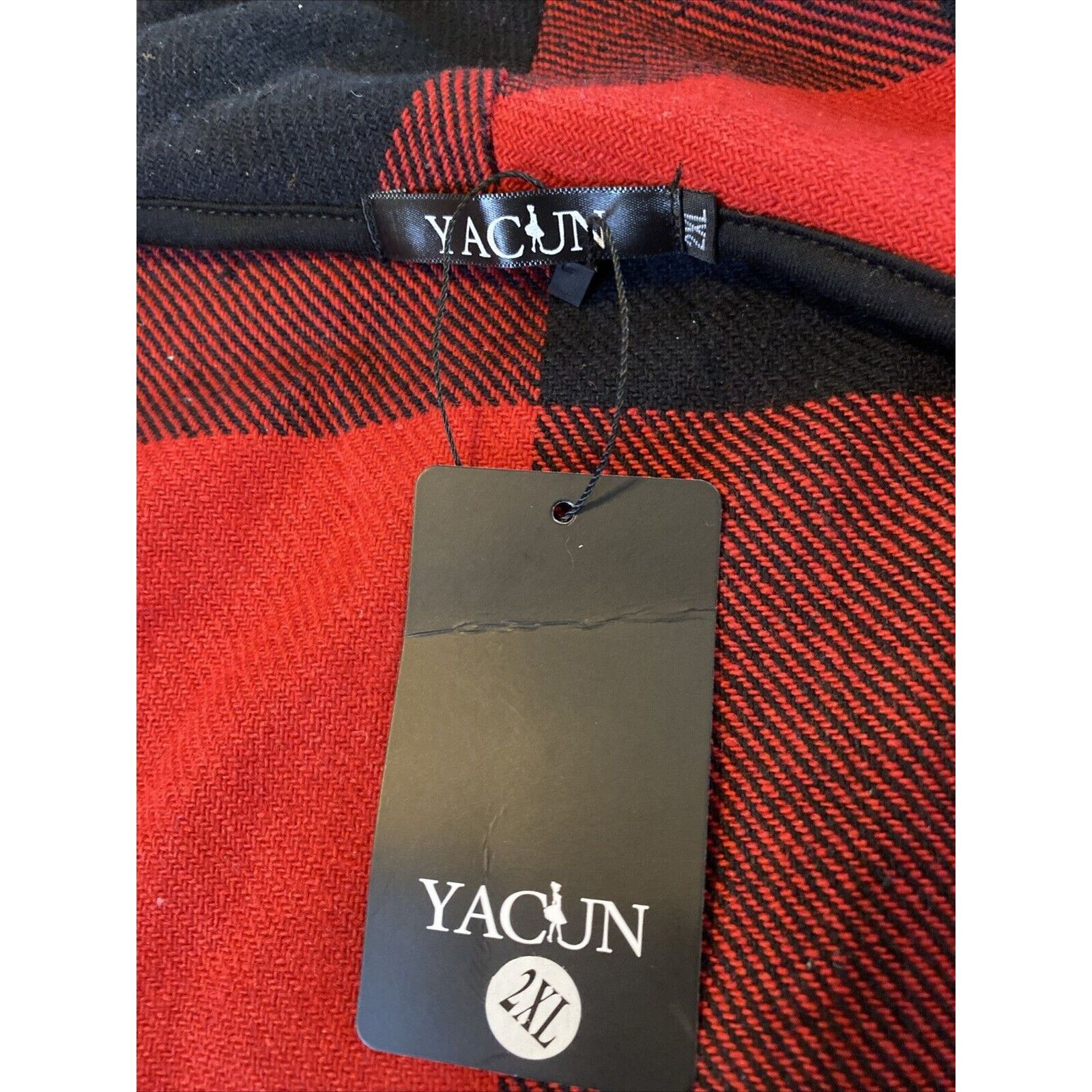 (di)vision Yacun Women Red Buffalo Plaid Sleeveless Cardigan Vest 2XL Size XXL / US 16-18 / IT 52-54 - 6 Thumbnail