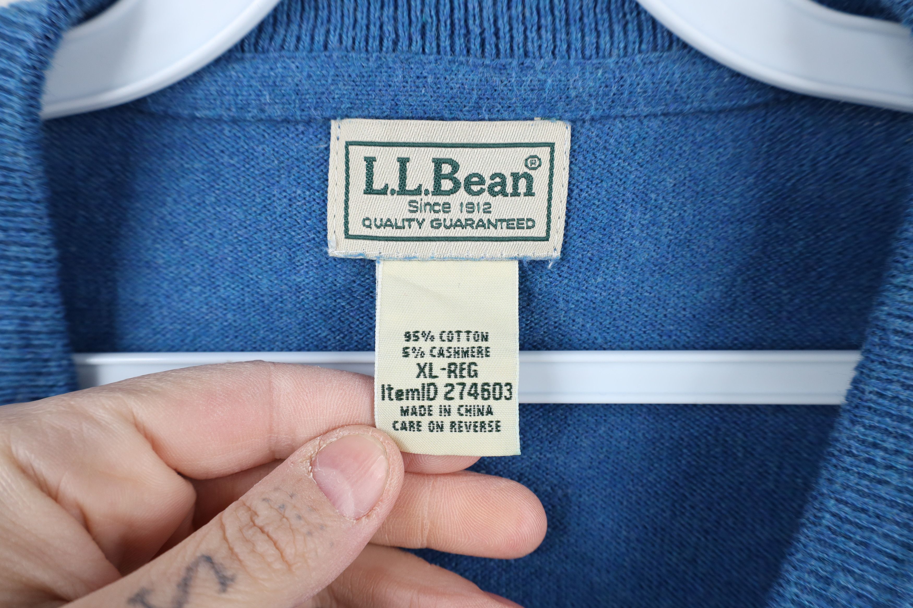 L.L. Bean × Vintage Vintage LL Bean Cotton Cashmere Blend Knit V-Neck Sweater Size US XL / EU 56 / 4 - 3 Thumbnail