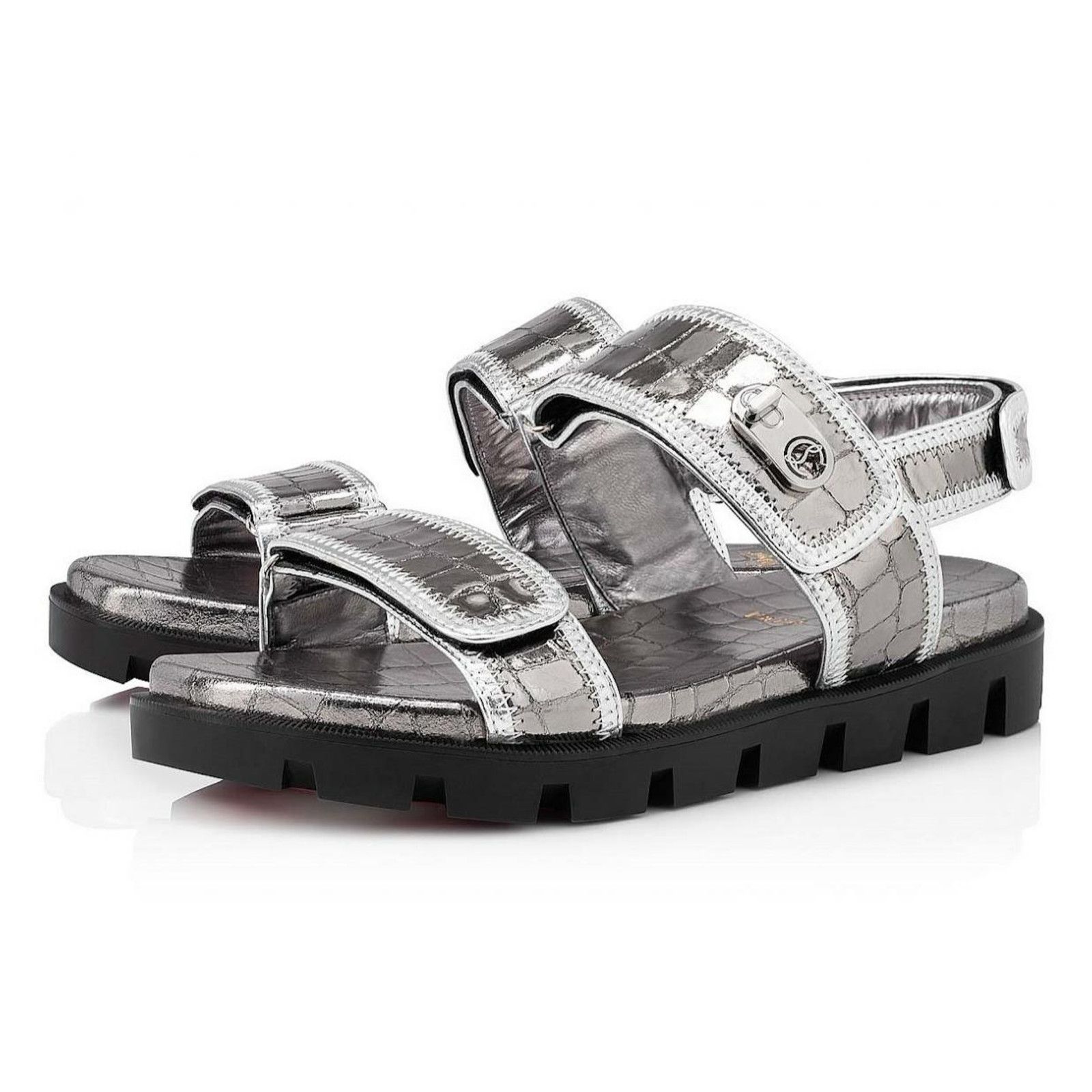 Christian Louboutin Christian Louboutin Lock Cool Flat Silver Black Platform Size US 10 / IT 40 - 1 Thumbnail