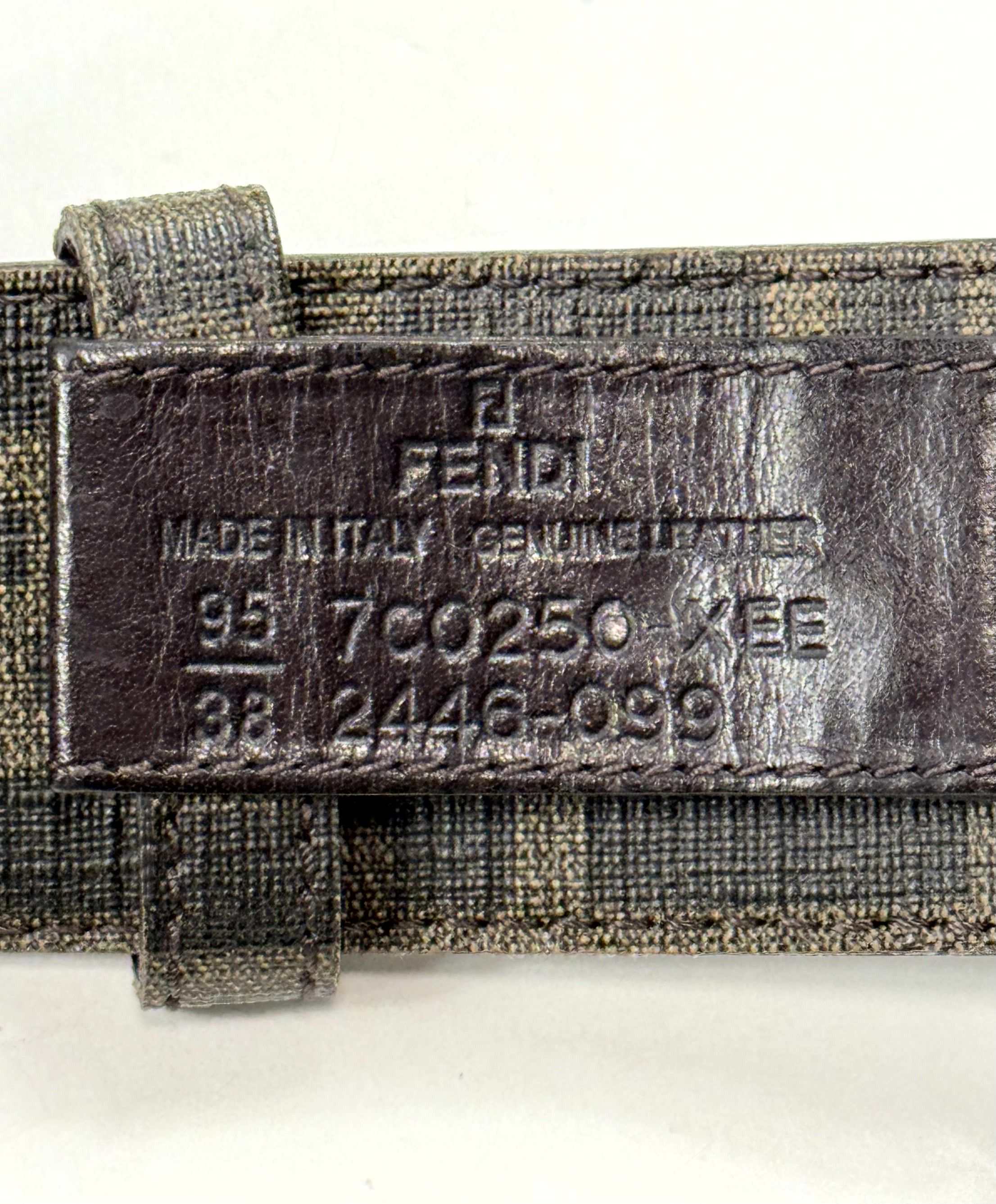 Fendi Fendi Brown Monogram Zucca FF Logo Leather Belt Size 95/38 Size ONE SIZE - 3 Thumbnail