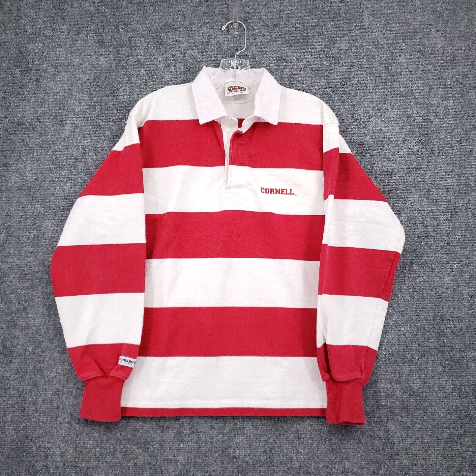 Image of Barbarian Rugby Shirt Mens S Small Red White Striped Cornell University Polo