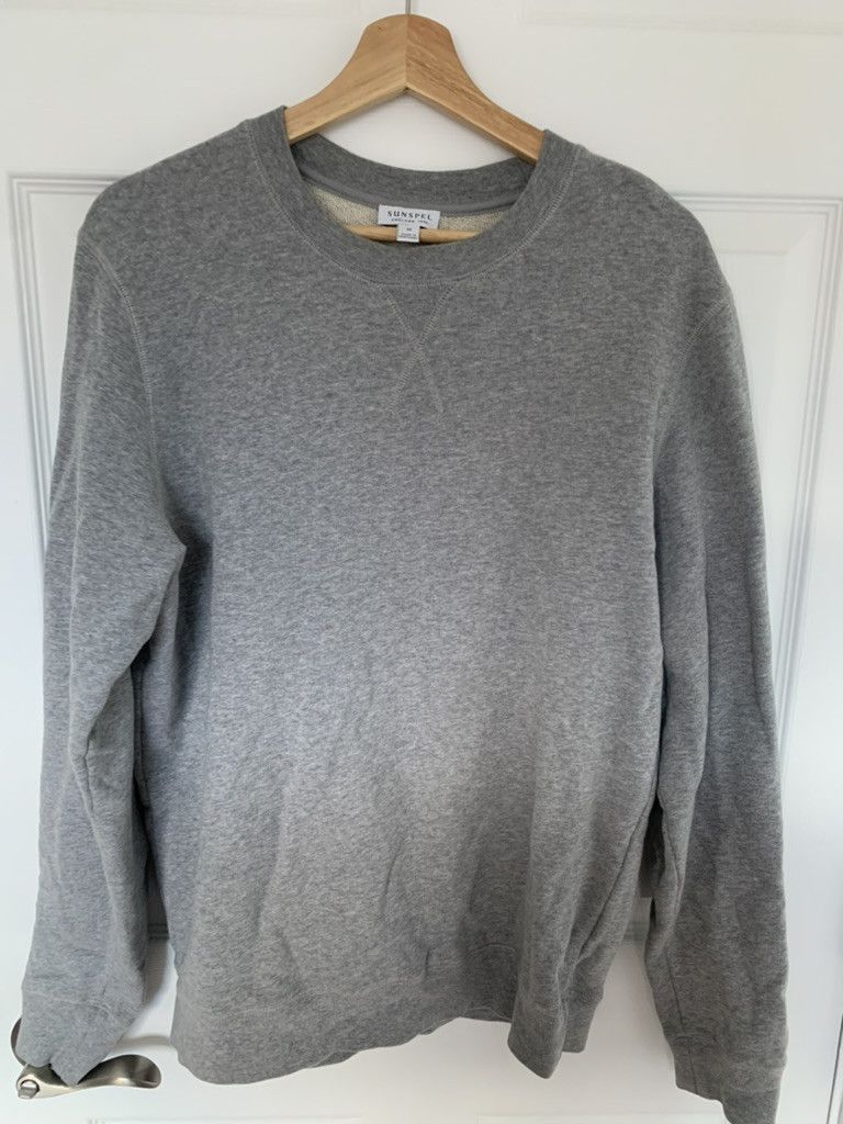 image of Sunspel Grey Loopback Jersey Cotton Sweatshirt, Men's (Size Medium)