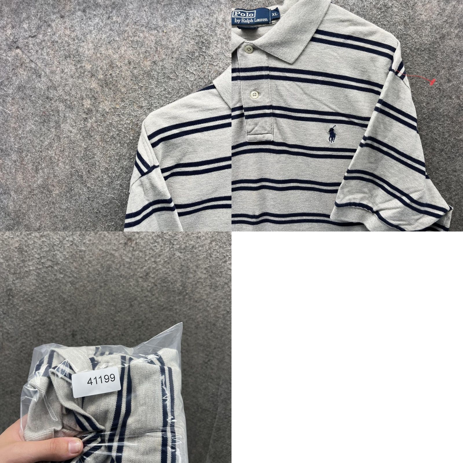 Polo Ralph Lauren VINTAGE Polo by Ralph Lauren Polo Shirt Mens XL Gray Stripe Pony Pique Cotton Polo by Ralph Lauren Shirt Mens XL Gray Stripe Pony Logo Cap Sleeve? Size US XL / EU 56 / 4 - 8 Thumbnail