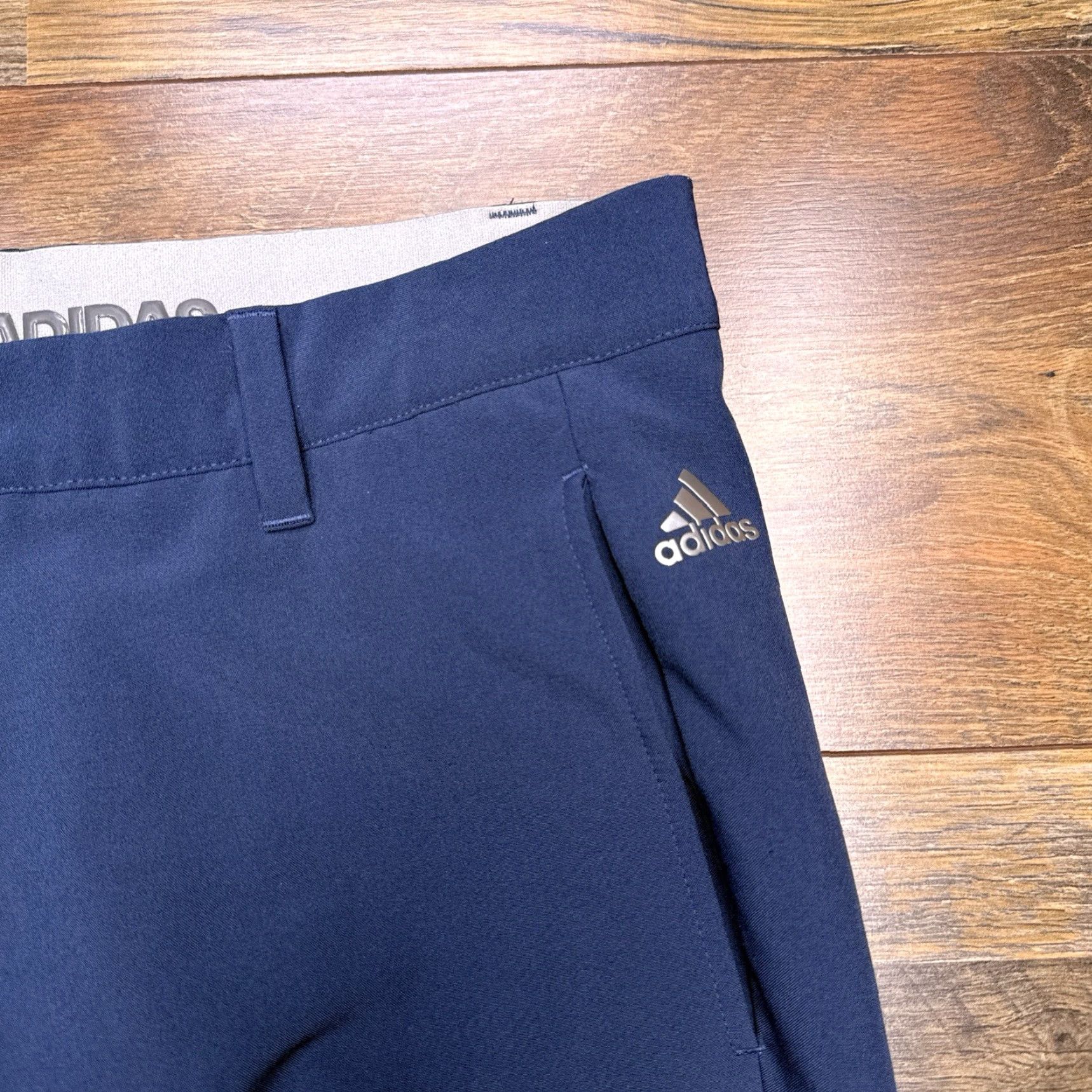 Adidas Adidas Pants Mens 32x34 Blue Stretch Flat Front Athletic Straight Chino Logo Rise 10-12 In Middle Inseam 34 Vintage No Size US 32 / EU 48 - 4 Thumbnail