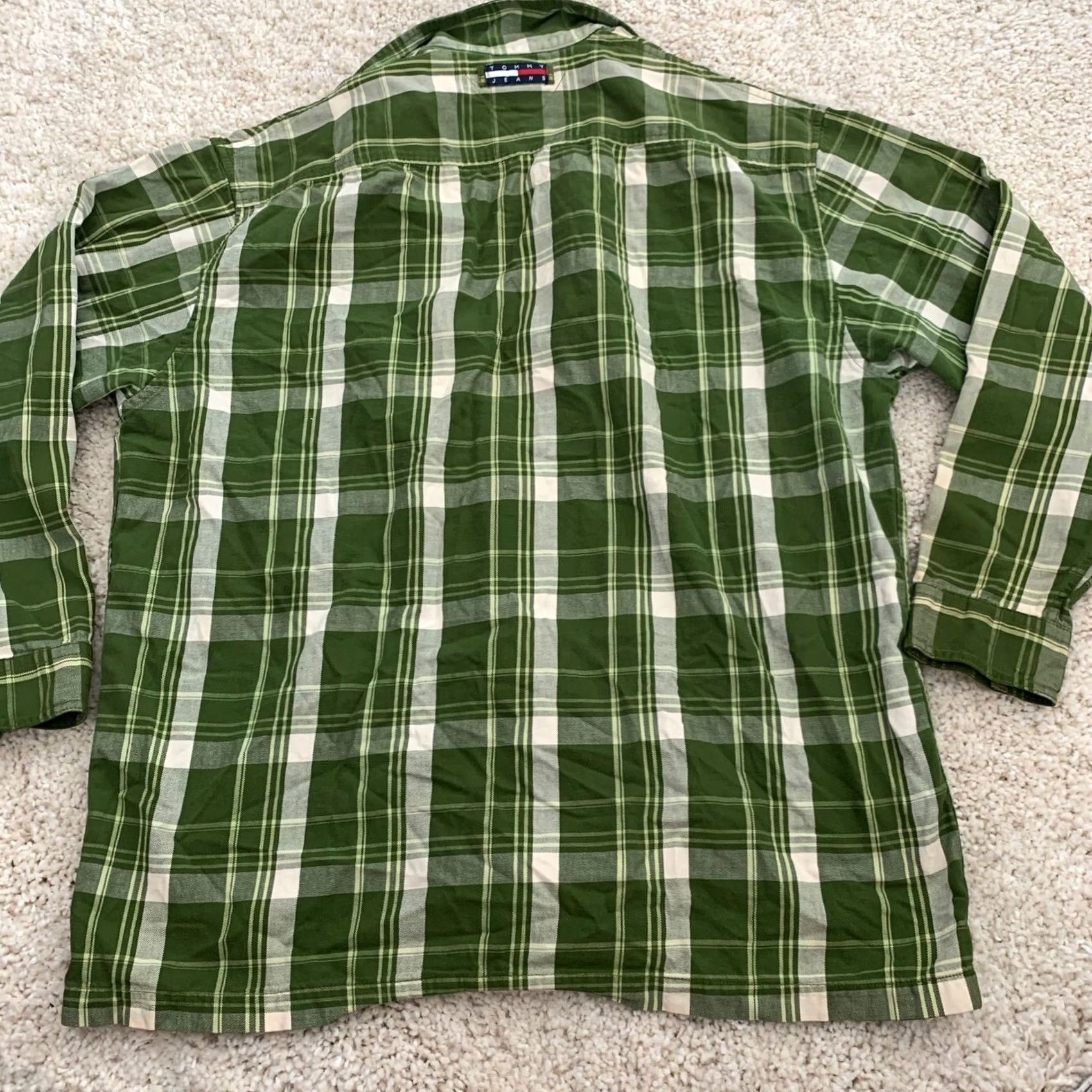 Tommy Hilfiger Vintage Tommy Hilfiger Tommy Jeans Full Zip Shirt Mens XL Green Plaid Size US XL / EU 56 / 4 - 5 Thumbnail