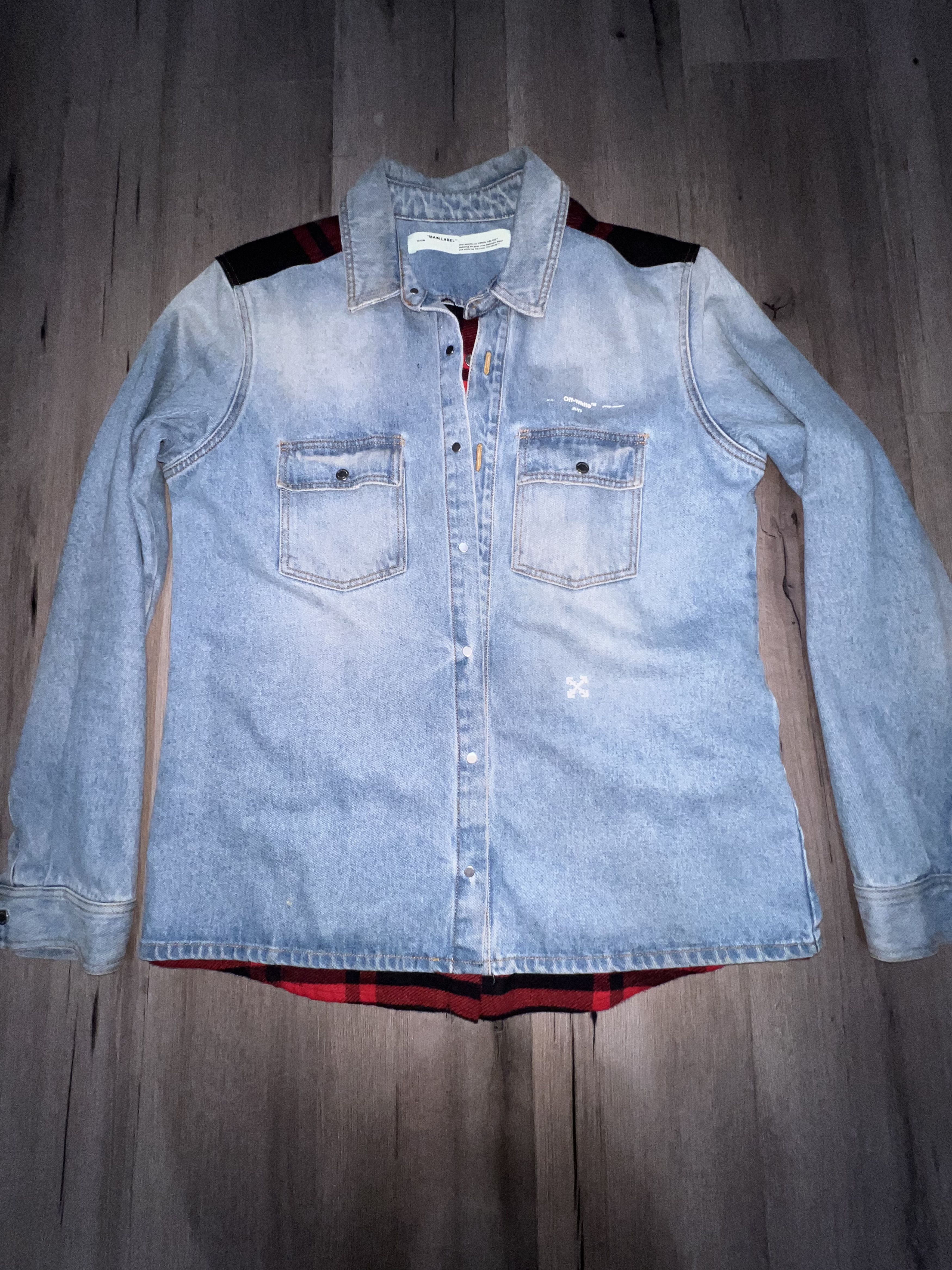 Off-White Off-White Blue and Red Denim Reconstructed Jacket / Shirt Size US XXL / EU 58 / 5 - 9 Thumbnail