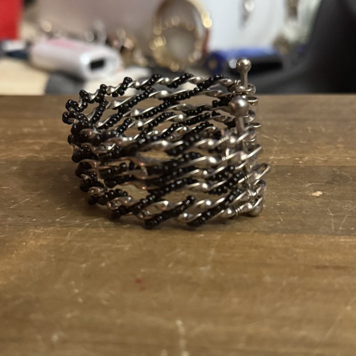 Other Silver tone and black stacked twisted cuff bangle bracelet Size ONE SIZE - 5 Thumbnail