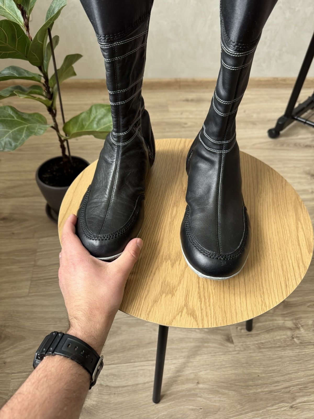 Vintage Vintage Y2K Adidas Black Leather Moto Boxing High Boots Size US 11.5 / IT 41.5 - 5 Thumbnail