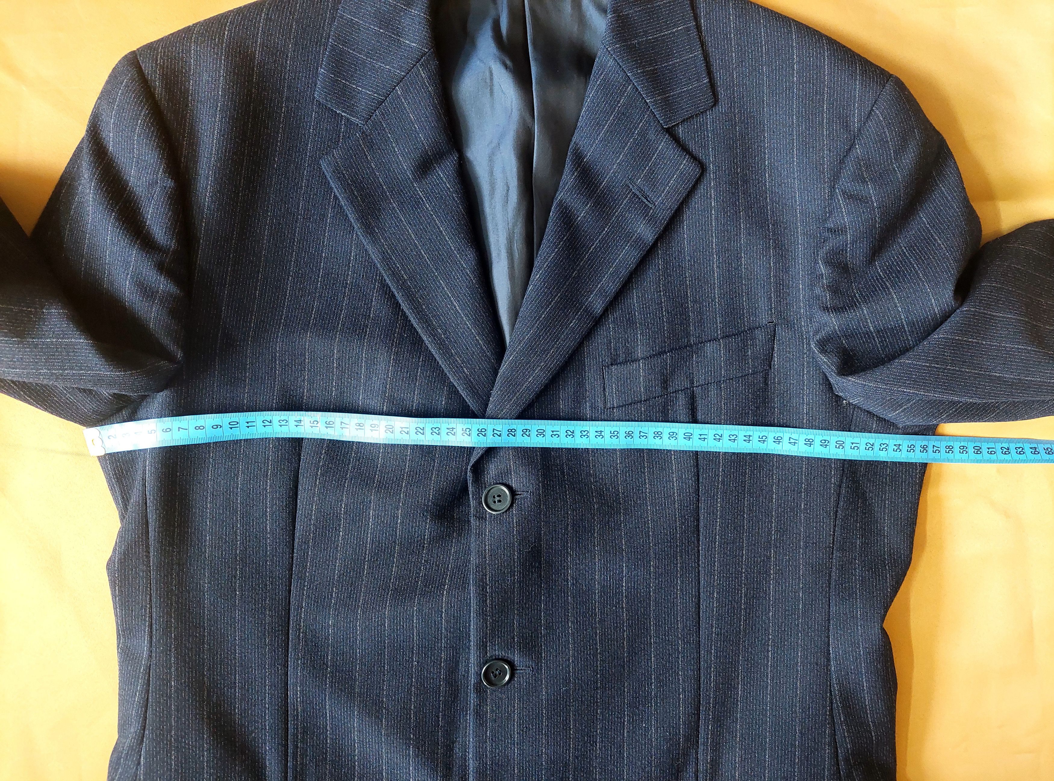 Romeo Gigli Romeo Gigli Wool Blazer Navy Pinstripe 90s Mens Size 50 IT Size 50R - 14 Thumbnail