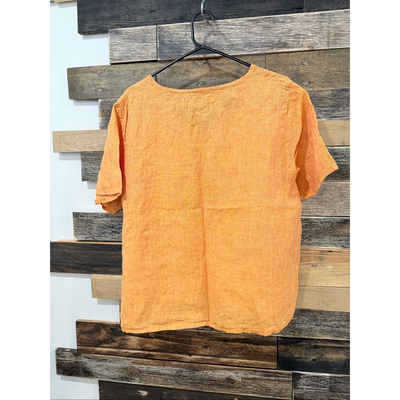 FLAX Flax orange linen short sleeve top v neck size medium Size M / US 6-8 / IT 42-44 - 3 Thumbnail