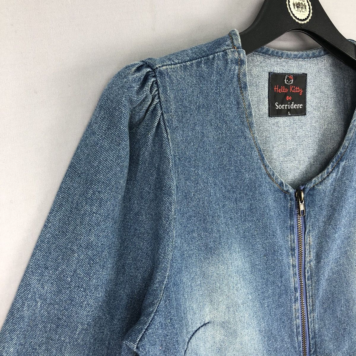 Anime 2015 Hello Kitty x Sorridere Women Denim Jacket Zipper Size XS / US 0-2 / IT 36-38 - 2 Thumbnail
