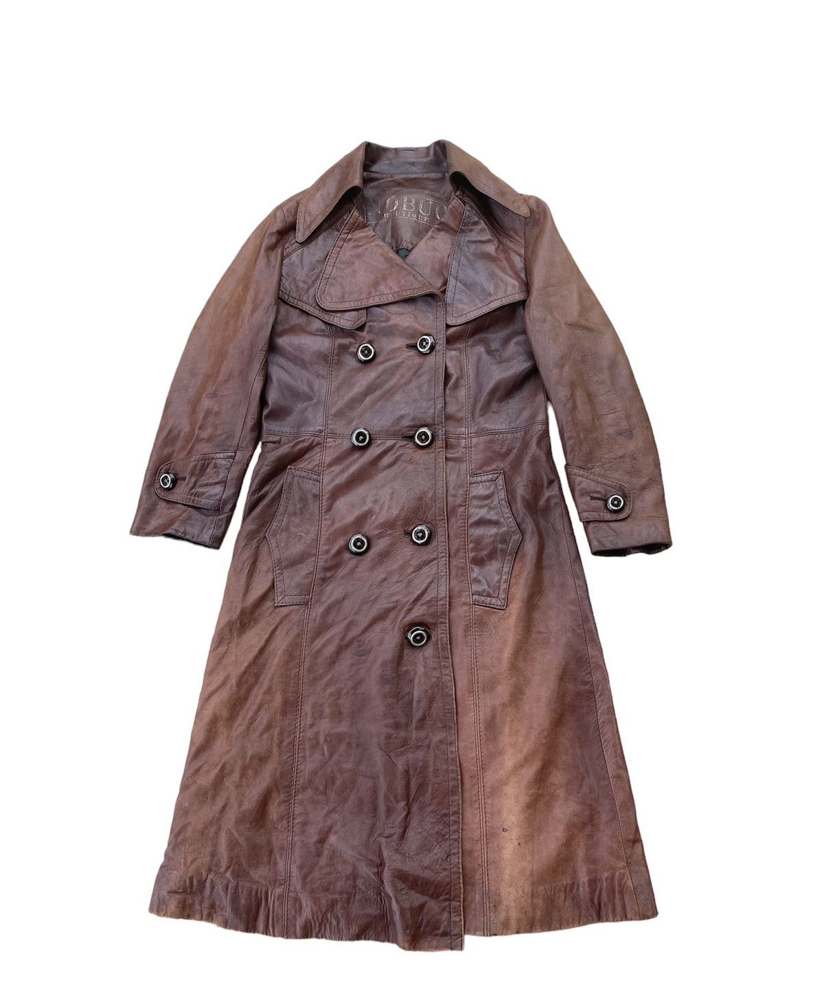 Genuine Leather Nobuo Boutique Japanese Leather Coat Double Breasted, Unique Size S / US 4 / IT 40 - 2 Thumbnail