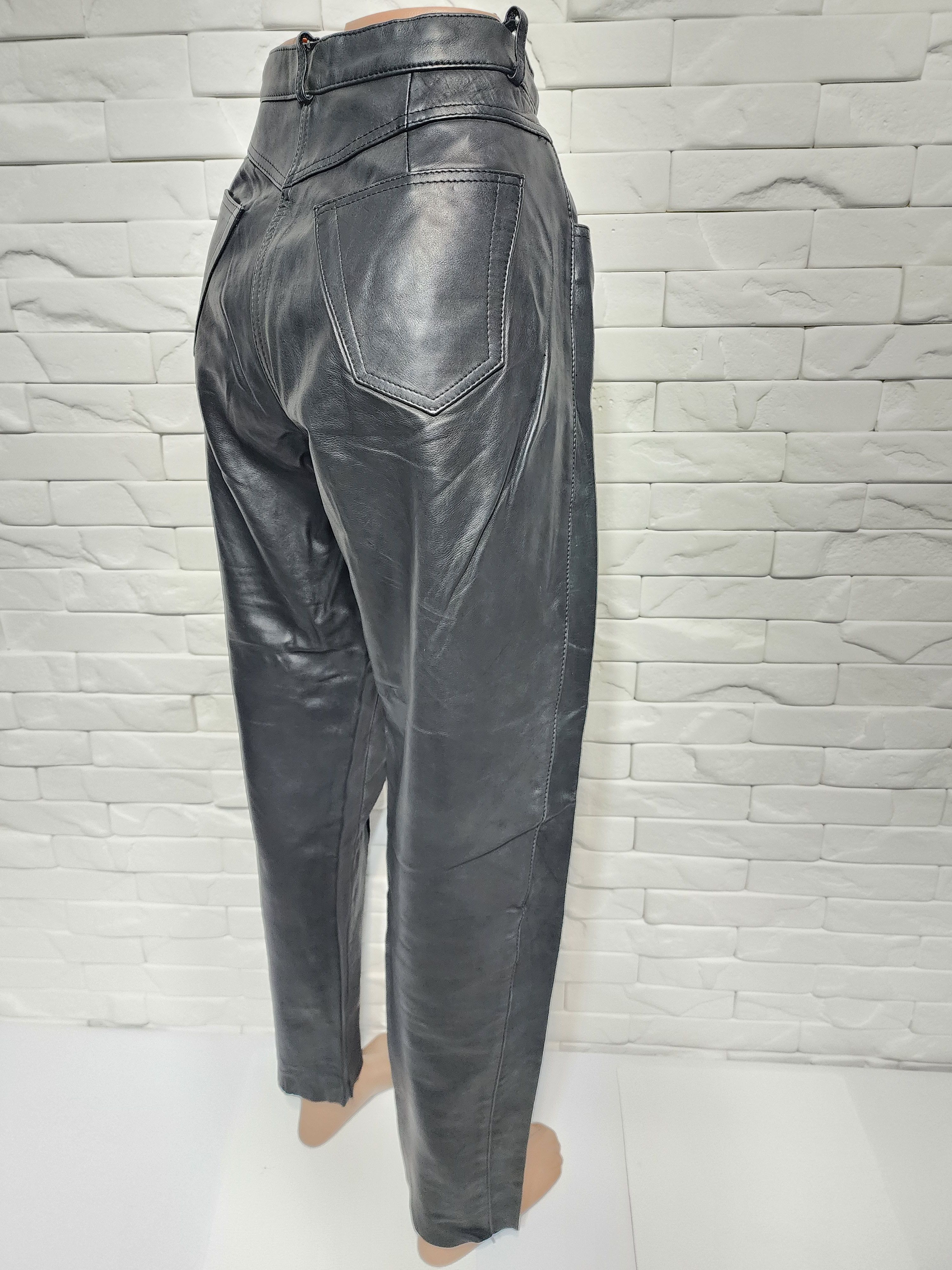 Genuine Leather Black Leather Pants: Women's Denim Style Size 31" - 6 Thumbnail