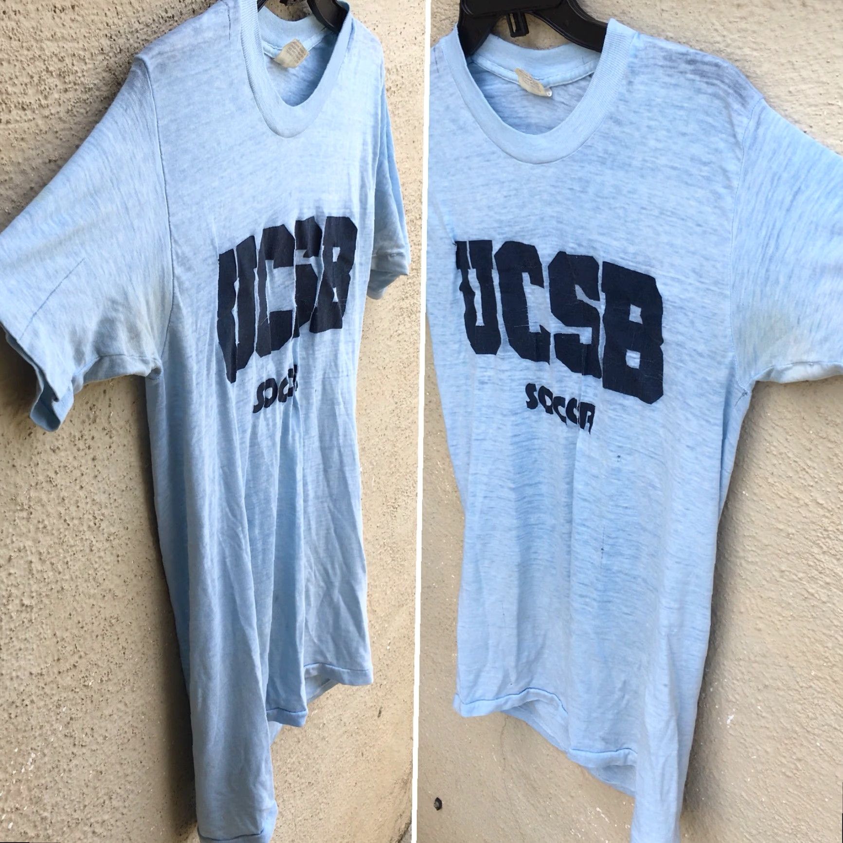 Vintage VINTAGE Sneakers UCSB Soccer T Shirt L Blue 80s 1980s Mens Graphic Tee Made In USA Worn Thin Size US L / EU 52-54 / 3 - 2 Thumbnail