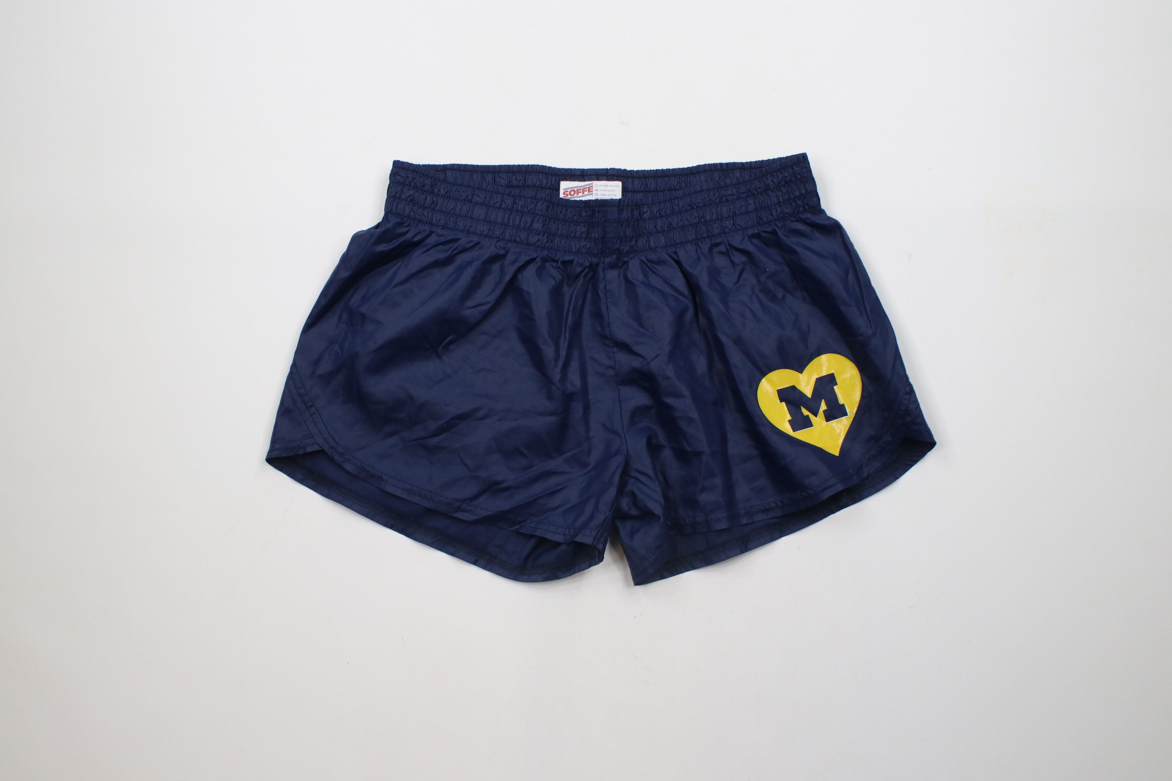 Vintage Vintage 90s University of Michigan Shorts Baggies Blue Nylon Size US 30 / EU 46 - 1 Thumbnail