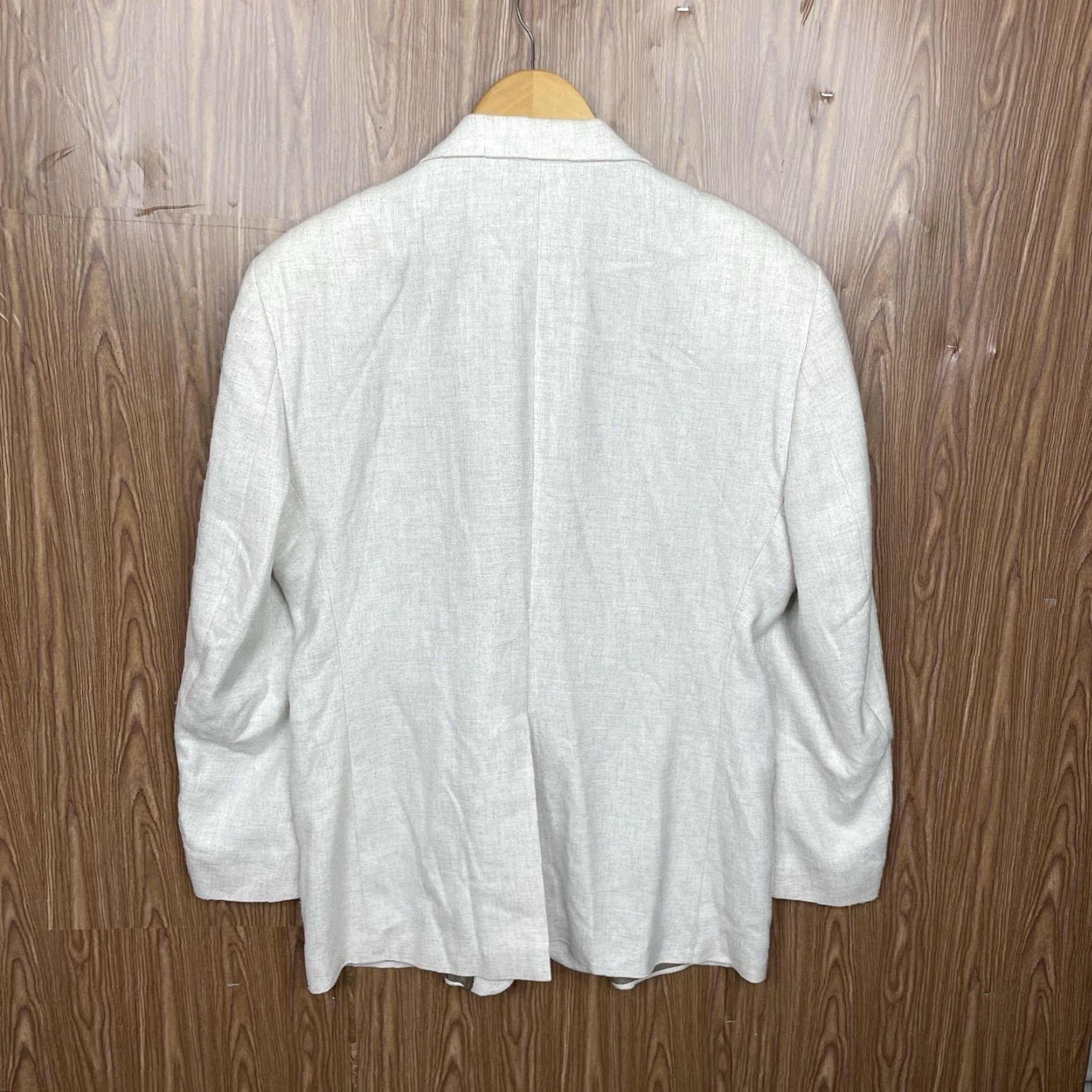 Haggar Coat Mens 42R Beige Cream Solid Textured Polyester Two Buttons