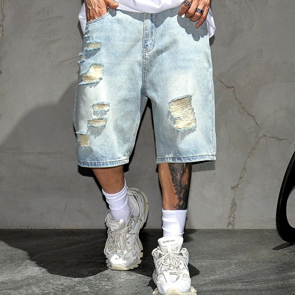 Japanese Brand × Vintage Vintage Ripped Denim Jorts Size US 37 - 3 Thumbnail