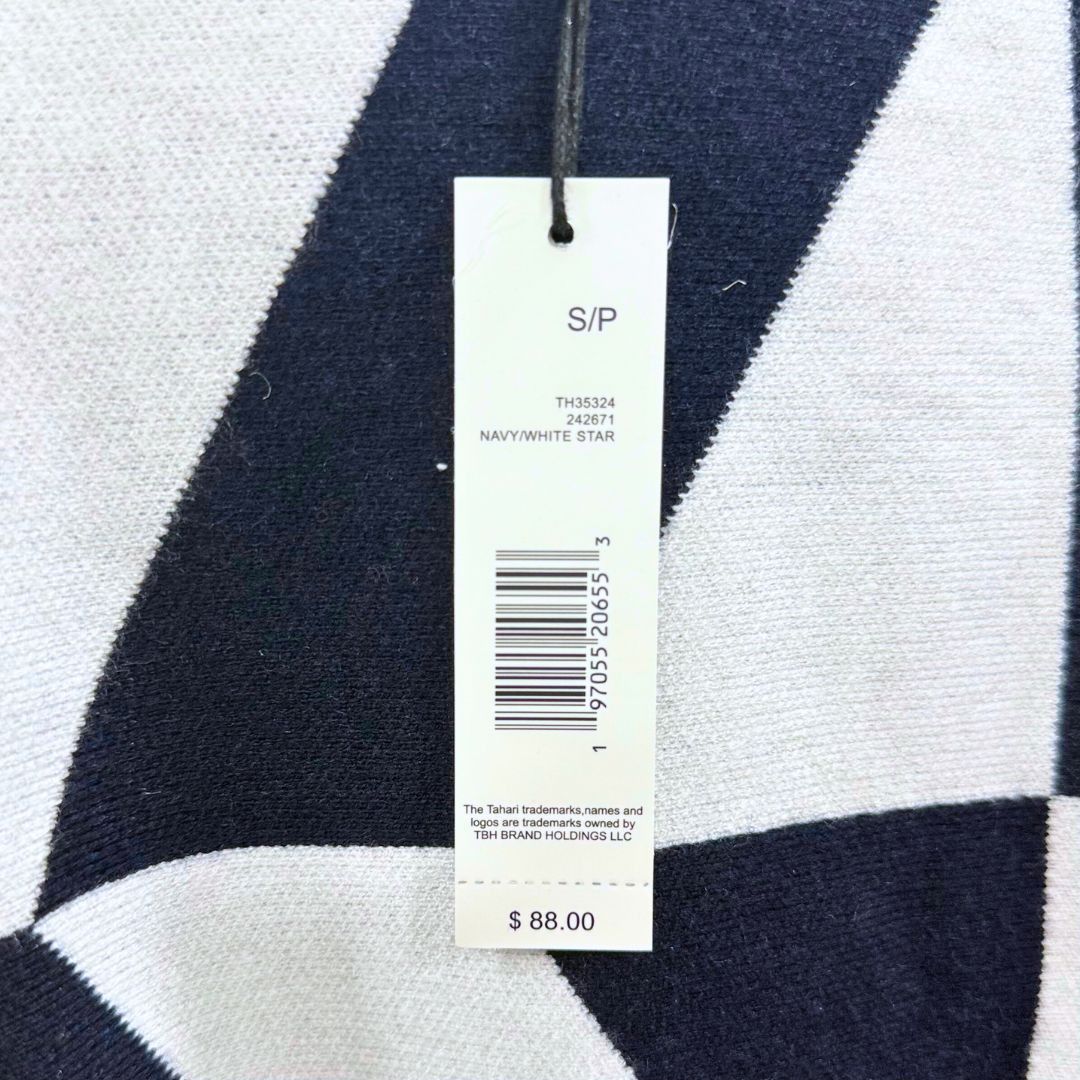 Other Tahari Blue and White Abstract Print Sweater | Sz S, NWT Size S / US 4 / IT 40 - 4 Thumbnail