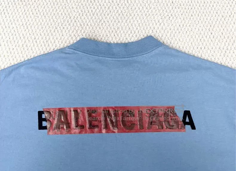 Balenciaga Balenciaga Haze blue distressed short-sleeve with letterin Size US S / EU 44-46 / 1 - 5 Thumbnail