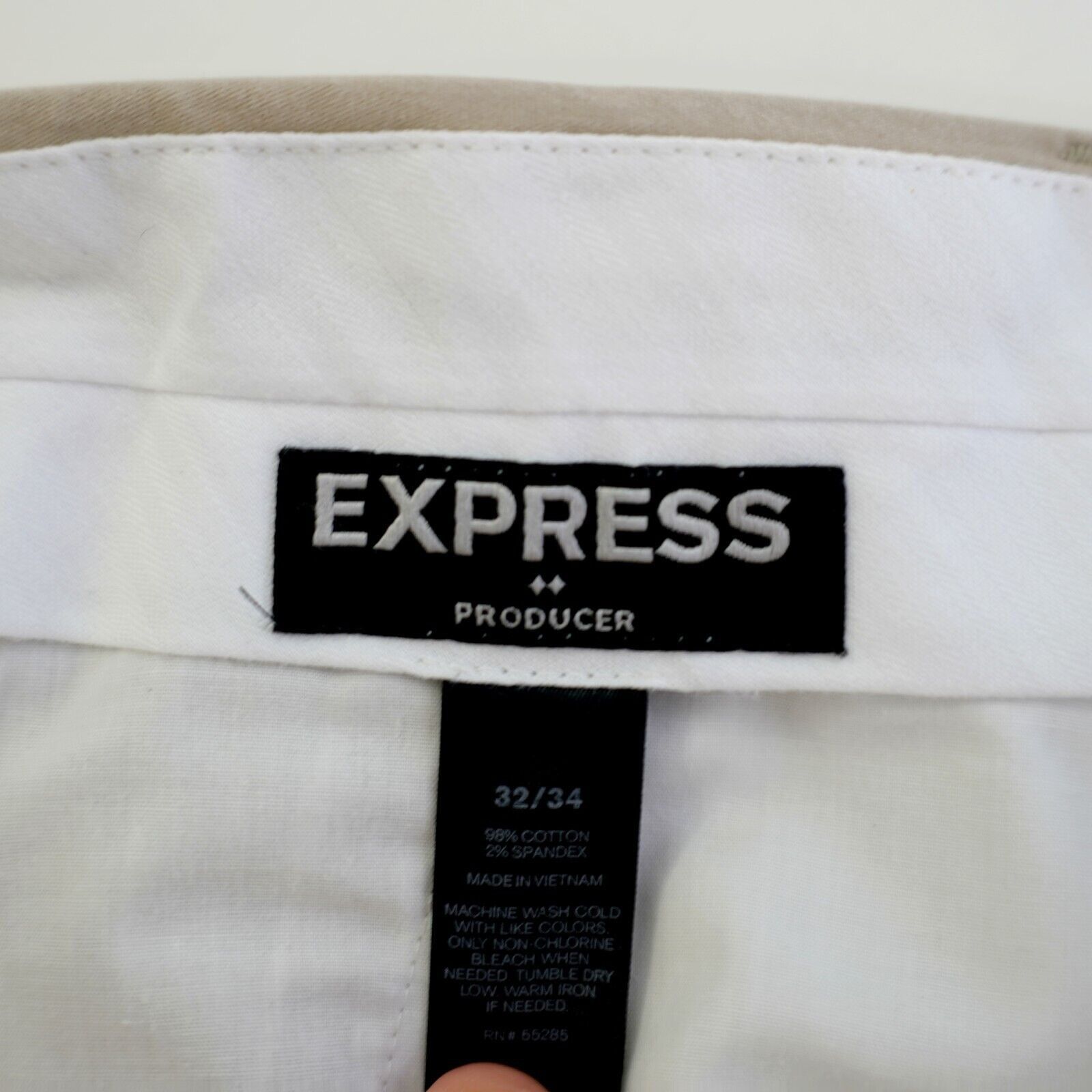 Express Express Producer Tan Cotton 34/33 Chino Pants Mid Rise Flat Size US 34 / EU 50 - 4 Thumbnail