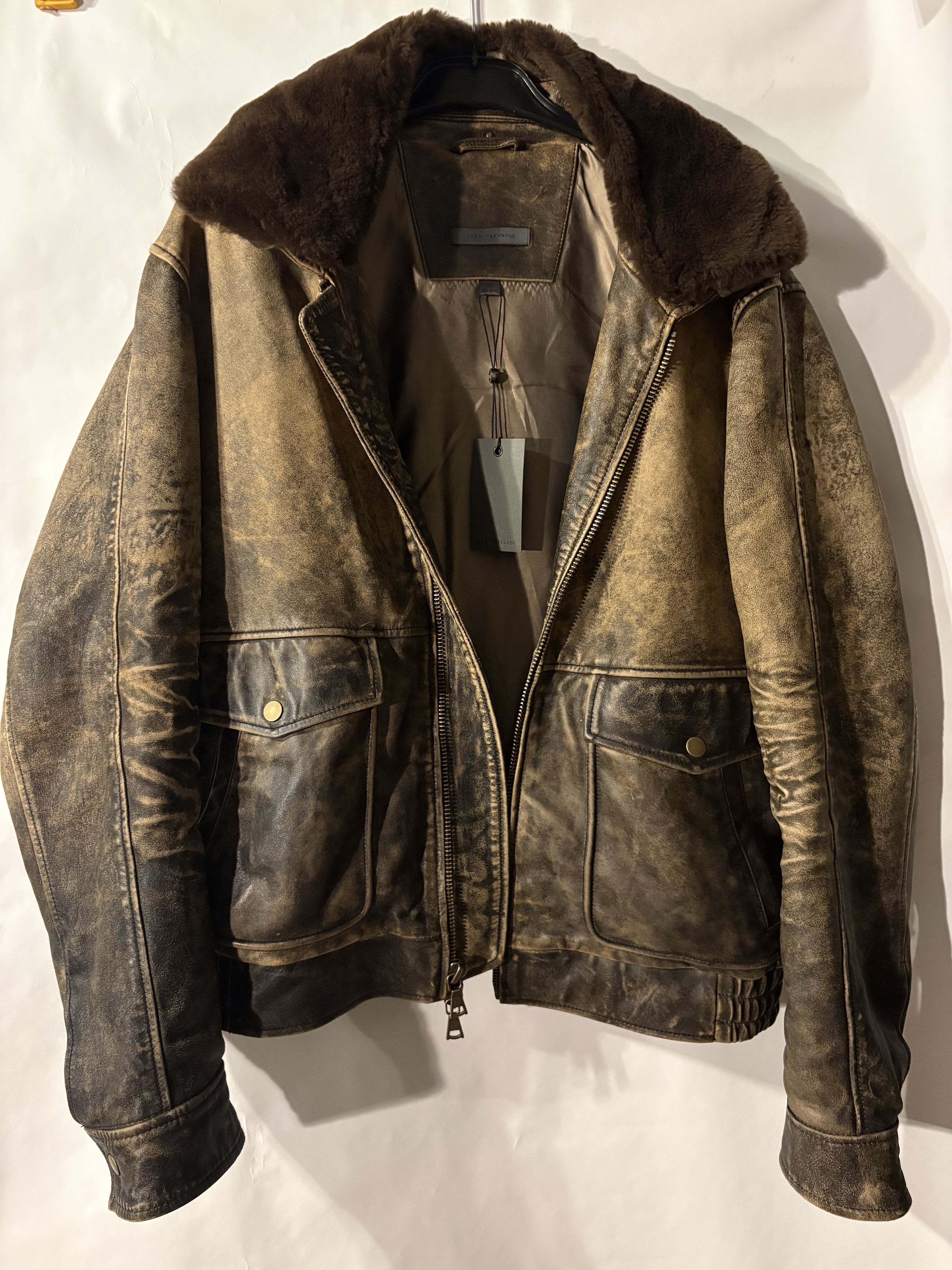John Varvatos Dark Tan John Varvatos Atlas Vintage-Look Leather Jacket Size US M / EU 48-50 / 2 - 1 Thumbnail