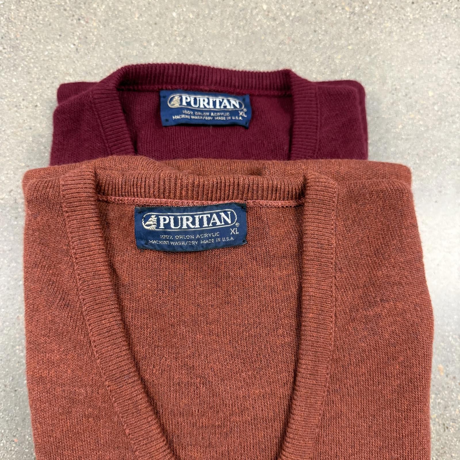 Puritan Lot of 2 Vtg 80s PURITAN Orion Acrylic V-Neck Sweaters XL Size US XL / EU 56 / 4 - 11 Thumbnail