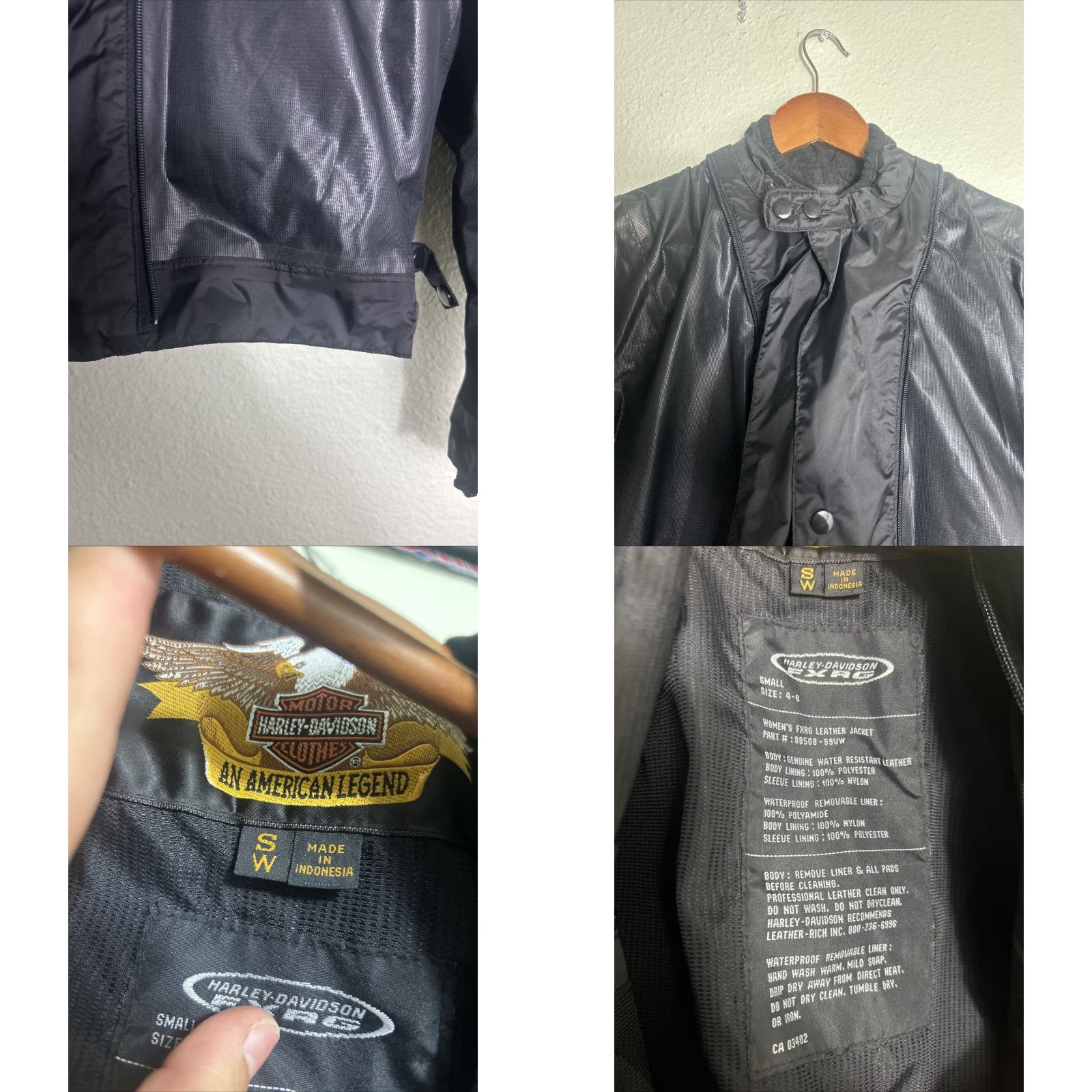 Harley Davidson Harley-Davidson FXRG Women’s Inner Liner Jacket Small Black Full Zip Womens Model Liner Size S / US 4 / IT 40 - 8 Thumbnail