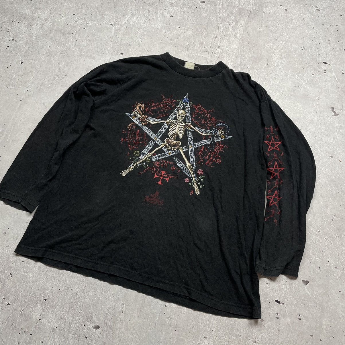 Band Tees × Vintage Vintage 90s Y2K Alchemy Gothic Skeleton Long Sleeve Tee Size US XL / EU 56 / 4 - 2 Thumbnail