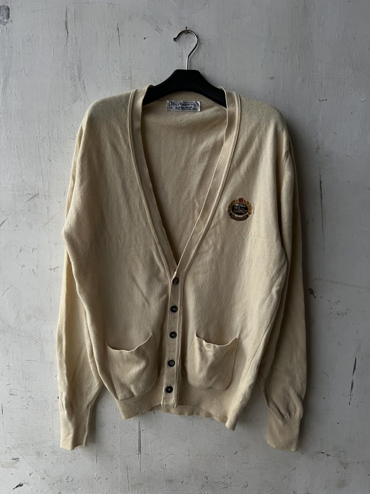 Burberry × Vintage 80s Burberry Wool Cardigan Size US L / EU 52-54 / 3 - 10 Thumbnail