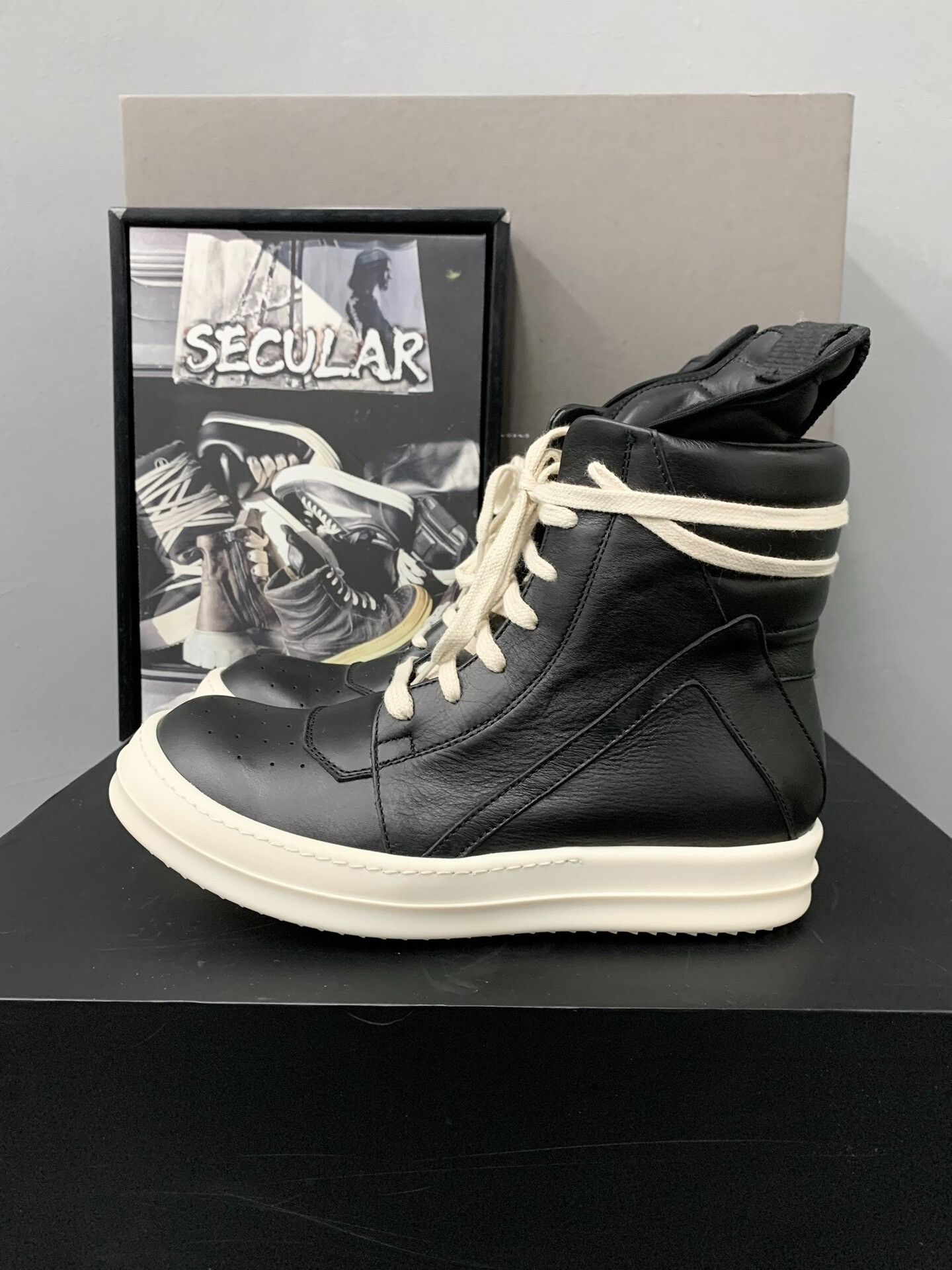 Rick Owens rick owens black and white geobasket sneakers Size US 6 / EU 39 - 1 Thumbnail