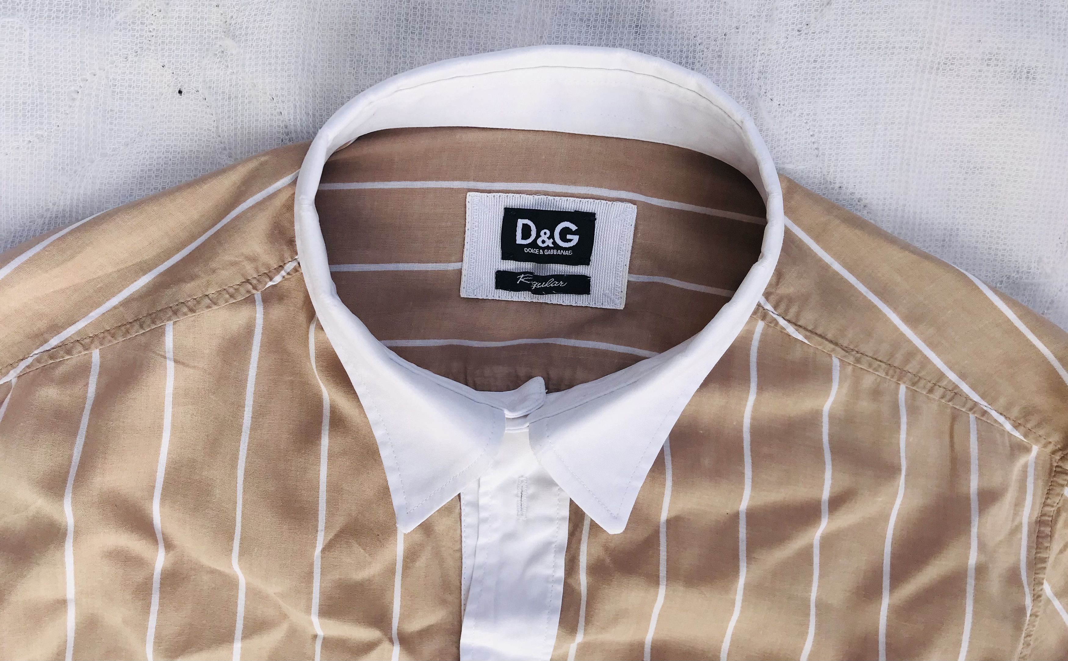 Dolce & Gabbana Dolce & Gabbana Shirt Mens Beige Stripes Long Sleeve Button Size US M / EU 48-50 / 2 - 4 Thumbnail