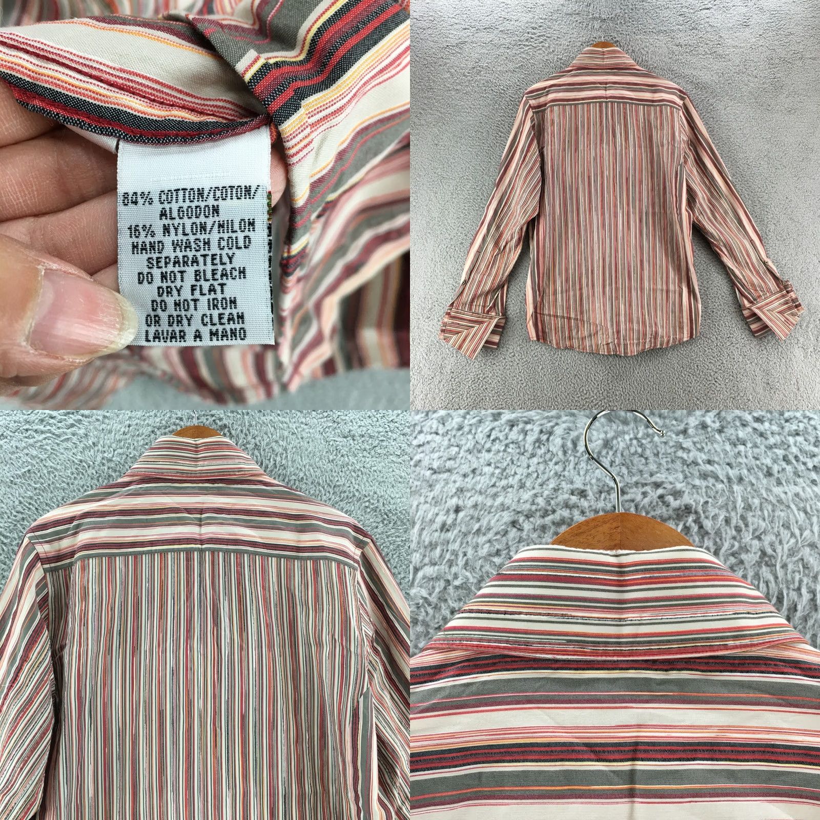 Kenneth Cole Kenneth Cole Striped Long Sleeve Shirt Mens L Pink Cotton Blend Button Up Casual Size US L / EU 52-54 / 3 - 8 Thumbnail