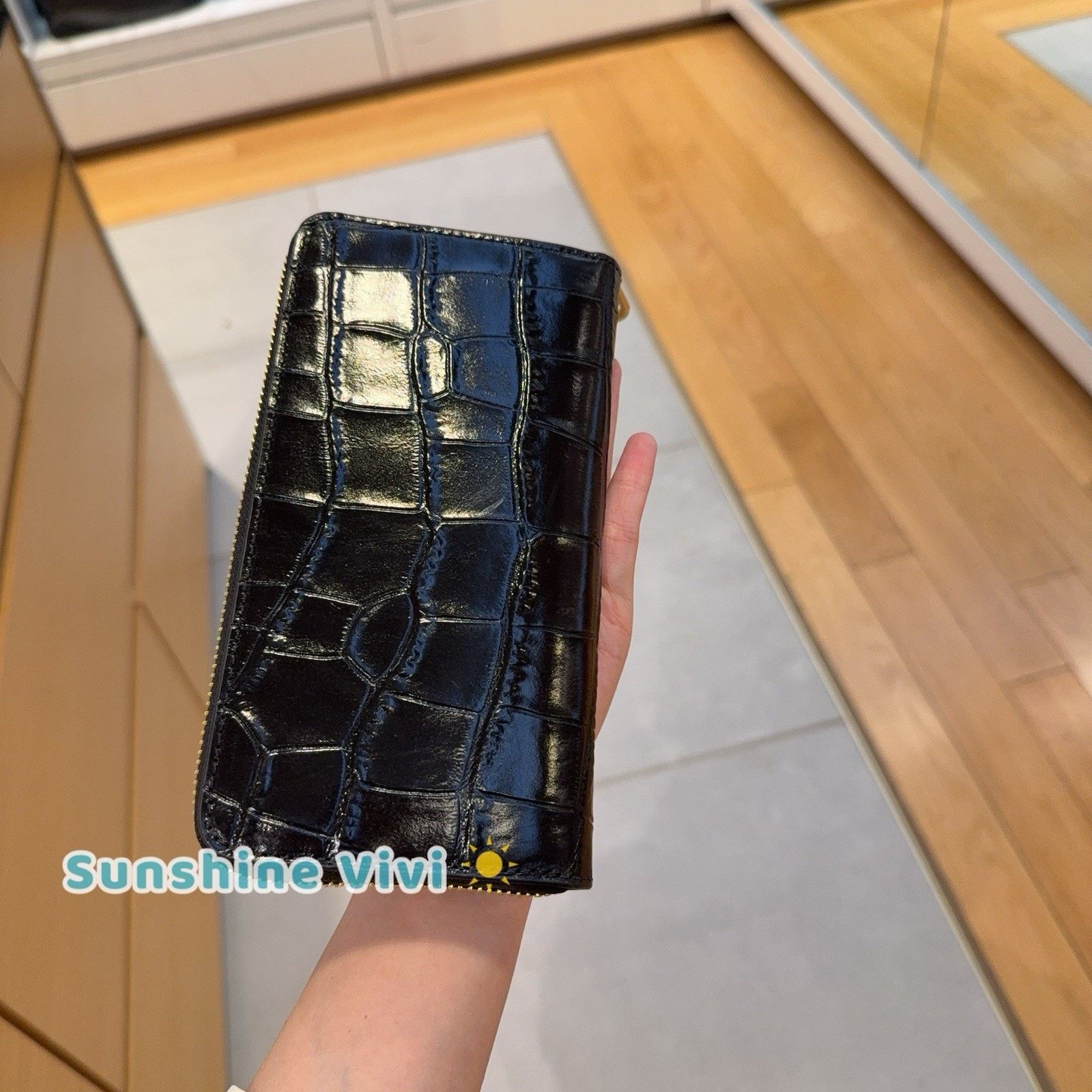Coach NWT Coach Long Zip Around Wallet CT083 Crocodile Black Size ONE SIZE - 7 Thumbnail