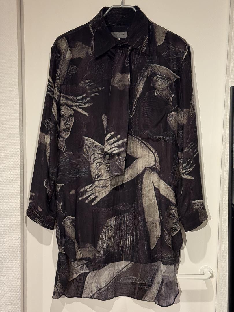 Yohji Yamamoto Yohji Yamamoto Pour Home AW22 BEKSINSKI Scarf Silk Shirt Size US XL / EU 56 / 4 - 5 Thumbnail