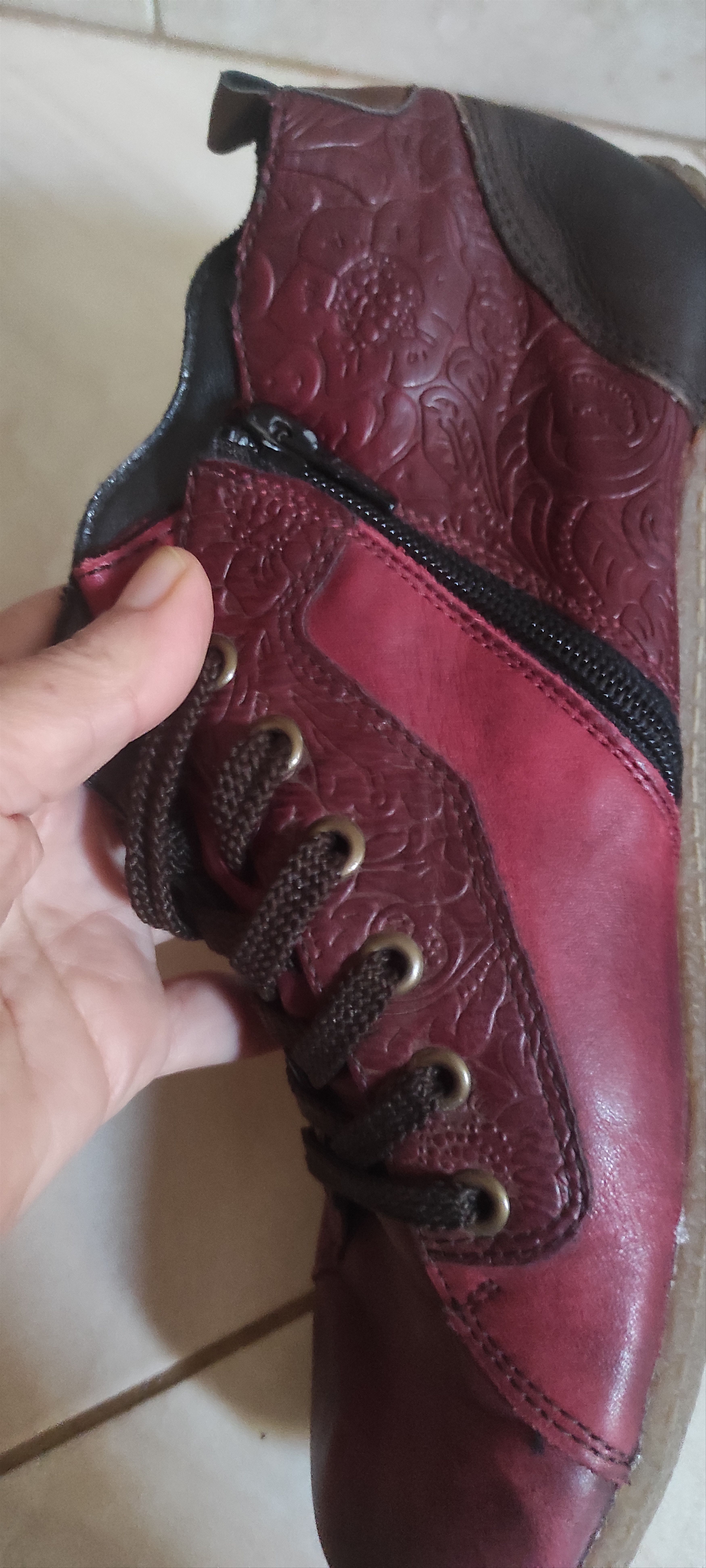 Other Remonte Women Lace-Up Casual Burgundy leather Shoes Size US 7.5 / IT 37.5 - 8 Thumbnail