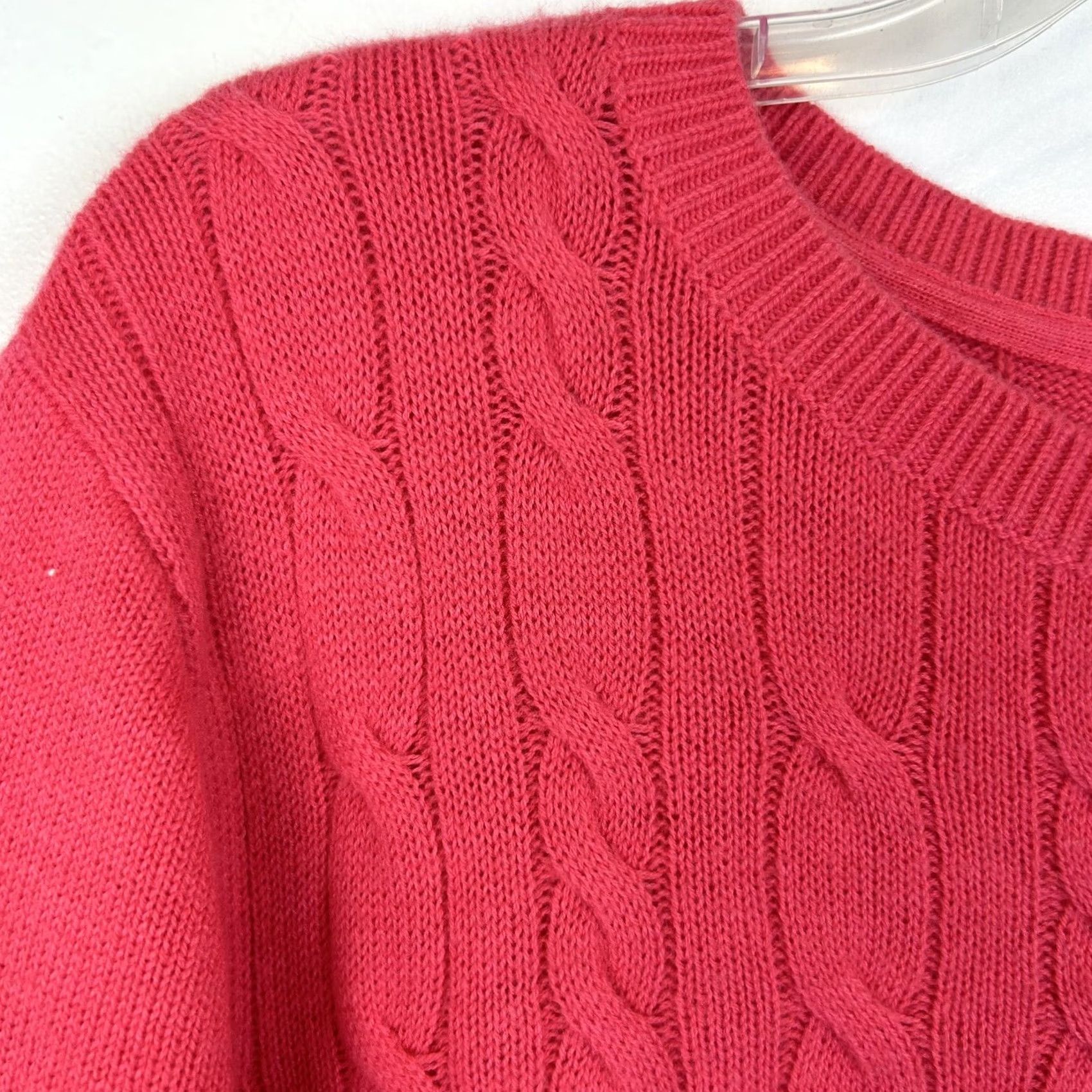 Talbots VINTAGE Talbots Sweater Women 2X Cable Knit Wool Blend Hot Pink Old Money Quiet Luxury Size XXL / US 16-18 / IT 52-54 - 7 Thumbnail