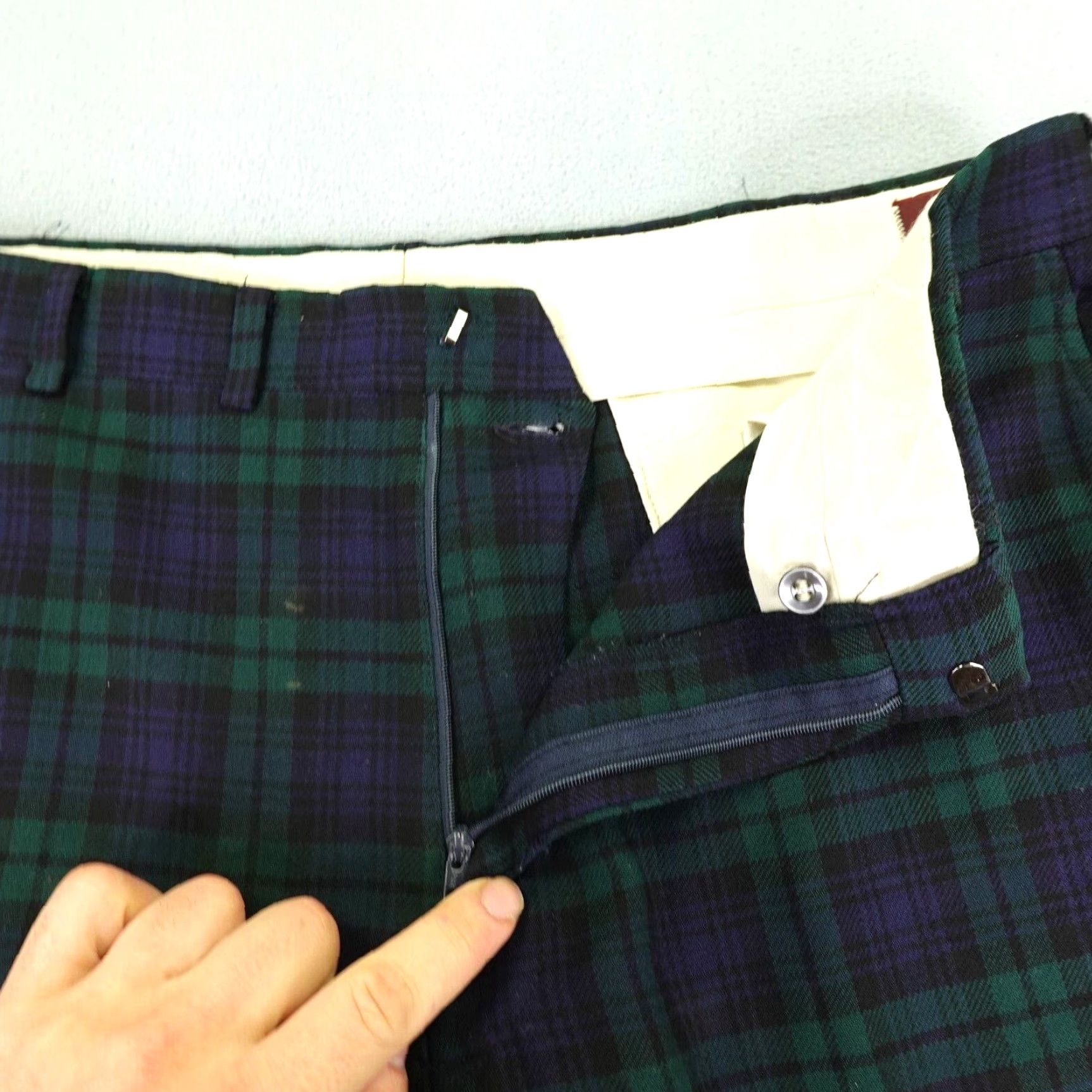Vintage VINTAGE Rough Rider Wool Pants Mens 38x30 Green Plaid Chino Regular Fit Southwestern Size US 38 / EU 54 - 5 Thumbnail