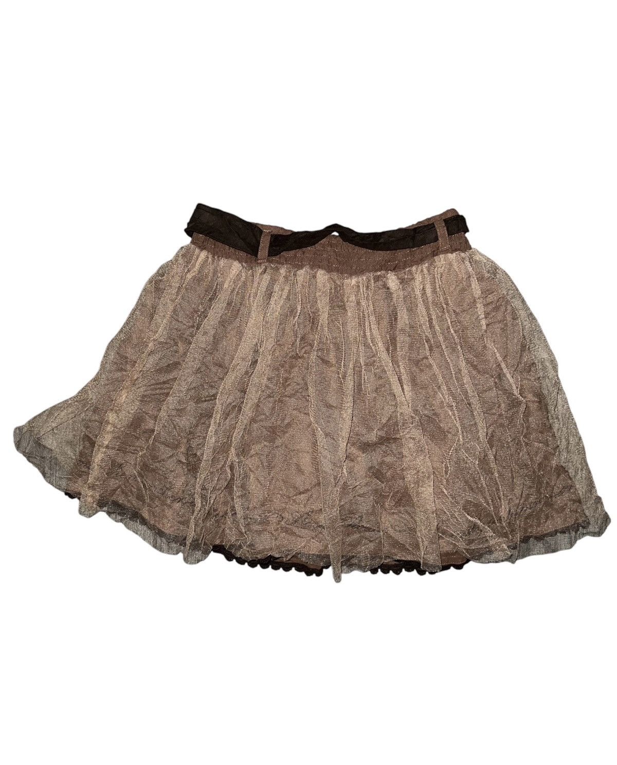 Japanese Brand Ank Rouge lace n mesh brown mini skirt 🍂🍁 Size 25" / US 0 / IT 36 - 2 Thumbnail