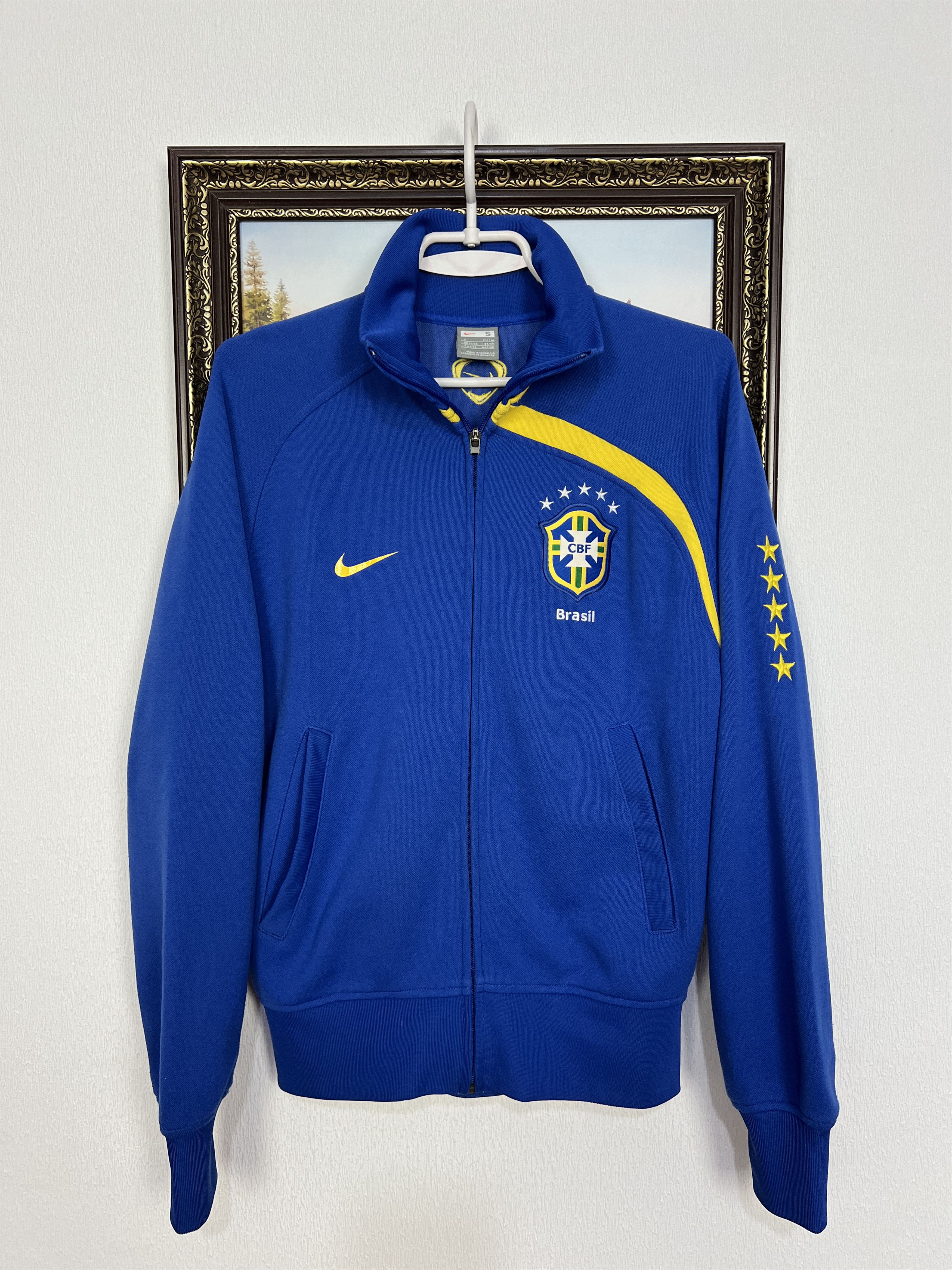Nike Vintage Nike Brazil Football Blue Jacket Soccer Track Top Size US S / EU 44-46 / 1 - 1 Thumbnail