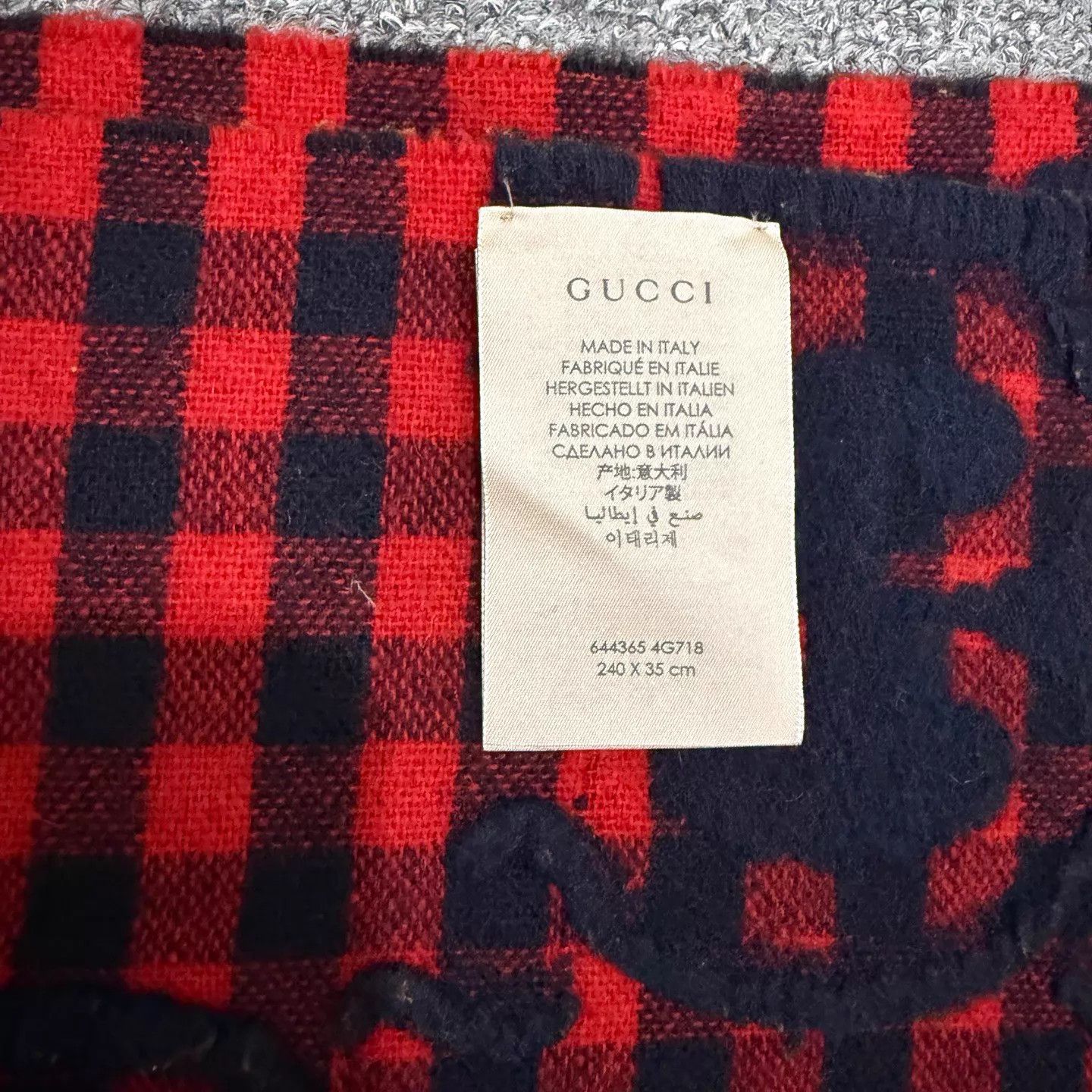Gucci Gucci Red Black Gingham Wool NWT Scarf 240x35 Size ONE SIZE - 5 Thumbnail