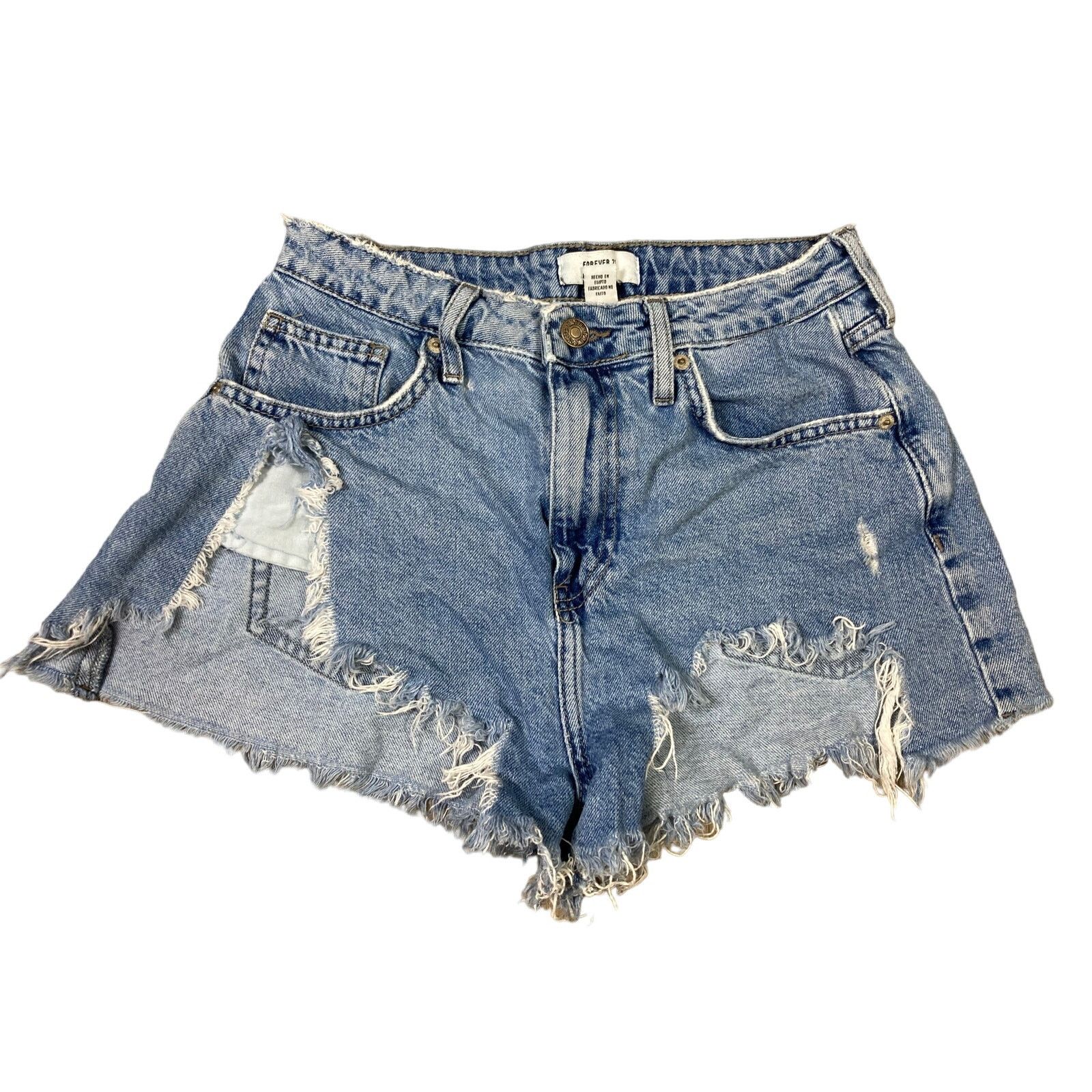 Forever 21 Forever 21 Women's Blue Distressed Denim Cutoff Shorts 27 Size 27" / US 4 / IT 40 - 1 Thumbnail