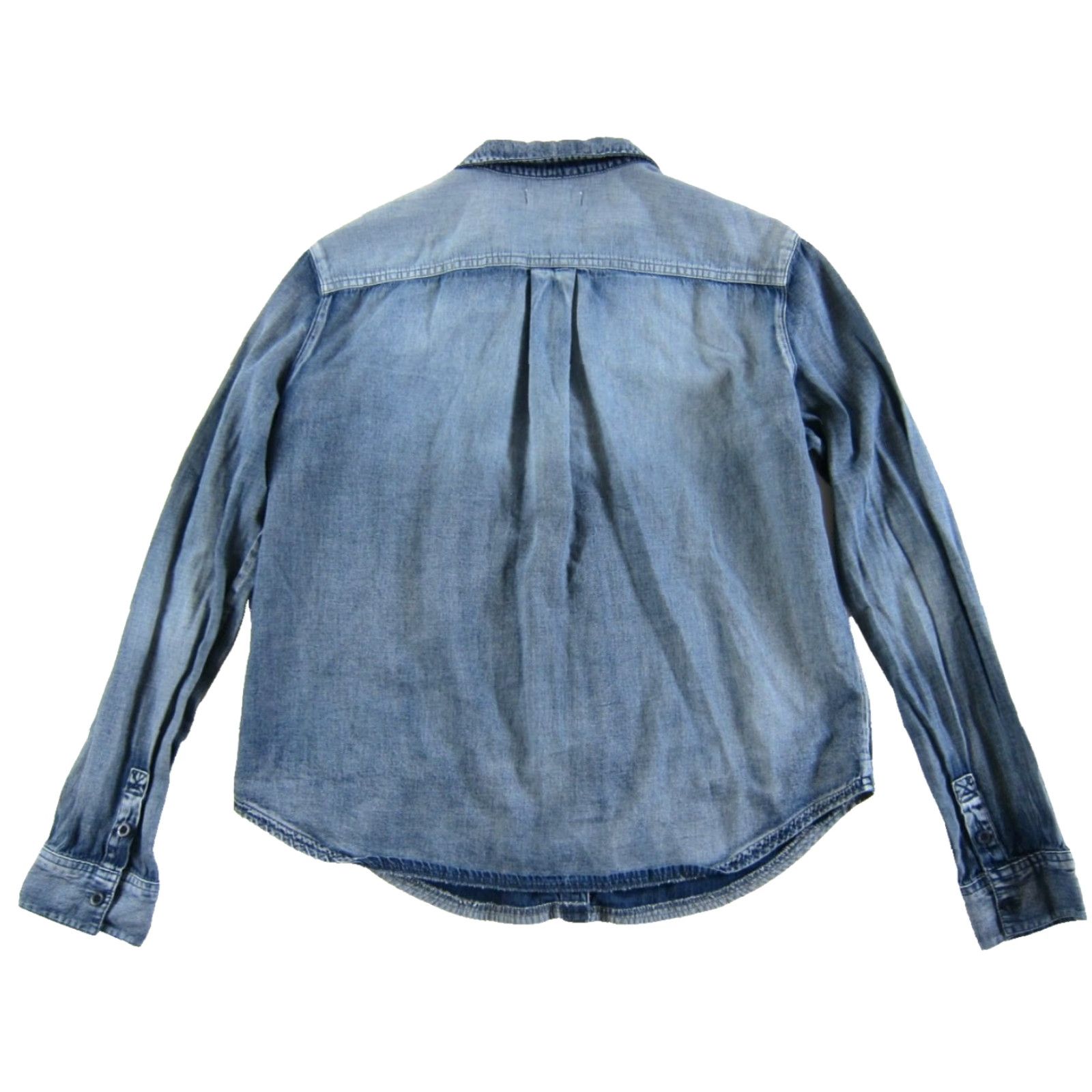 Volcom VOLCOM Blue Denim 100% Cotton Collared Long Sleeve Button Down Blouse Medium Size M / US 6-8 / IT 42-44 - 2 Thumbnail