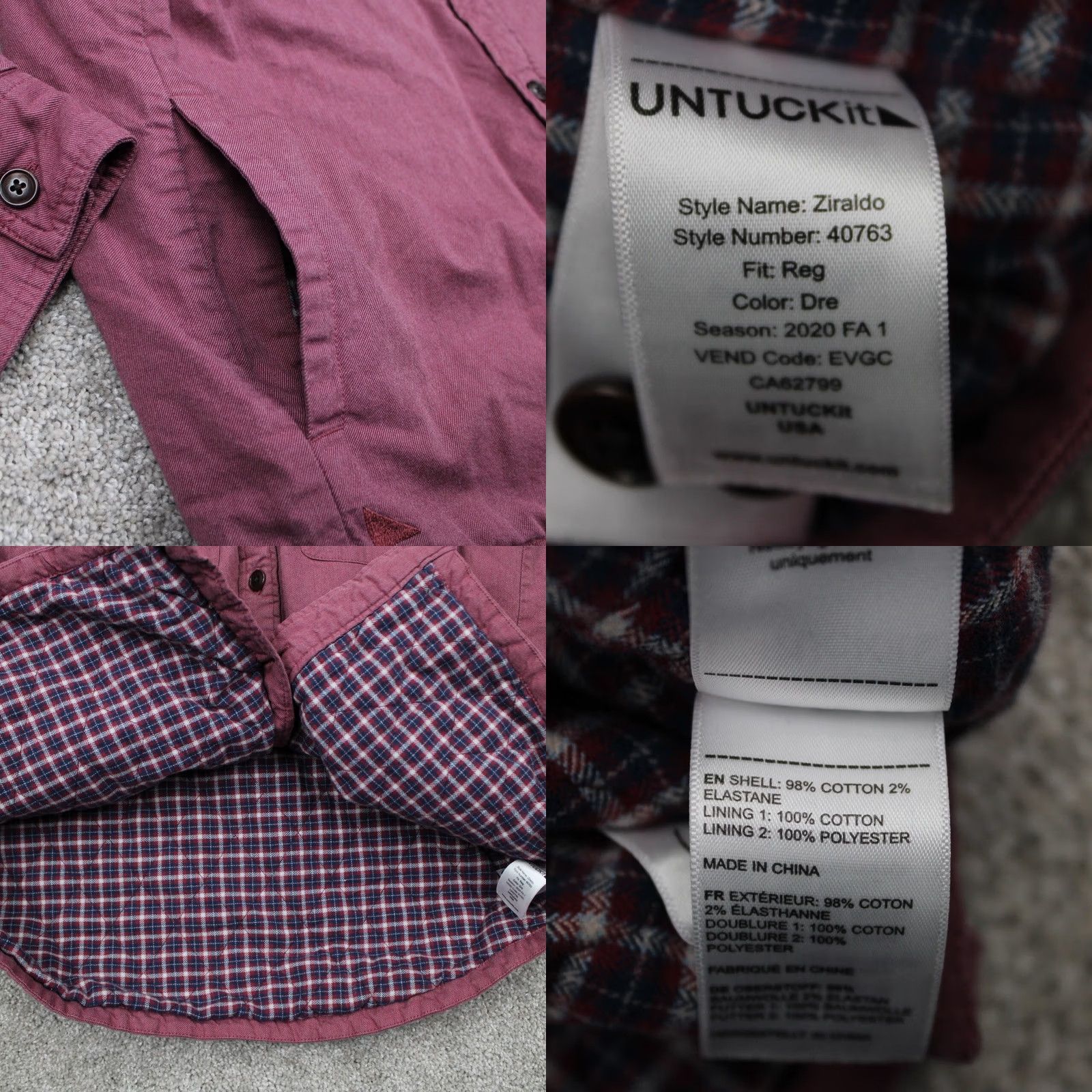 UNTUCKit UNTUCKit Ziraldo Jacket Adult XL Red Shacket Flannel Lined Long Sleeve Button Up Size US XL / EU 56 / 4 - 8 Thumbnail