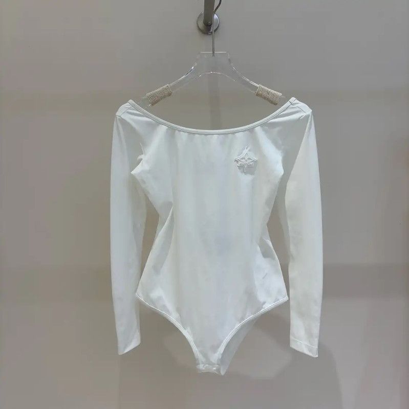 Louis Vuitton Louis Vuitton White Long Sleeve Bodysuit for Women 0089 Size S / US 4 / IT 40 - 1 Thumbnail