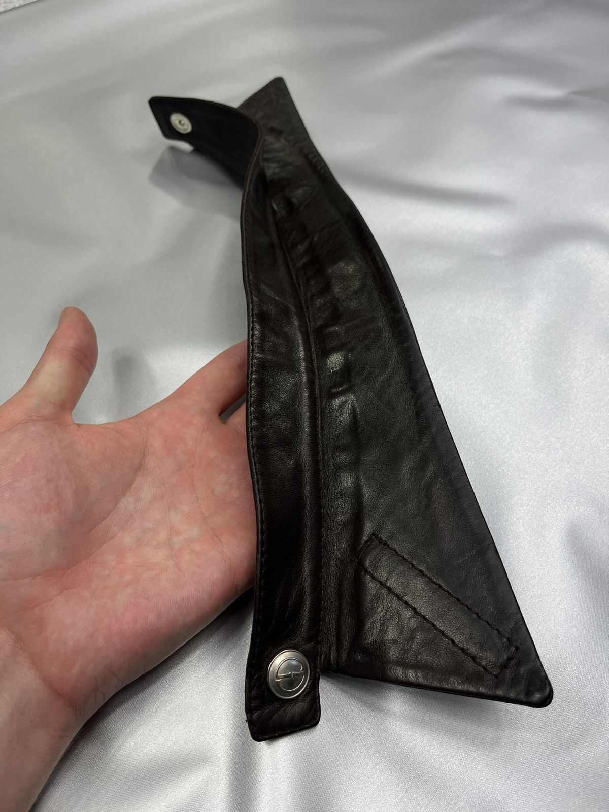 Gucci 💎90s Gucci Vintage Leather Shirt Collar Podium Size ONE SIZE - 11 Thumbnail