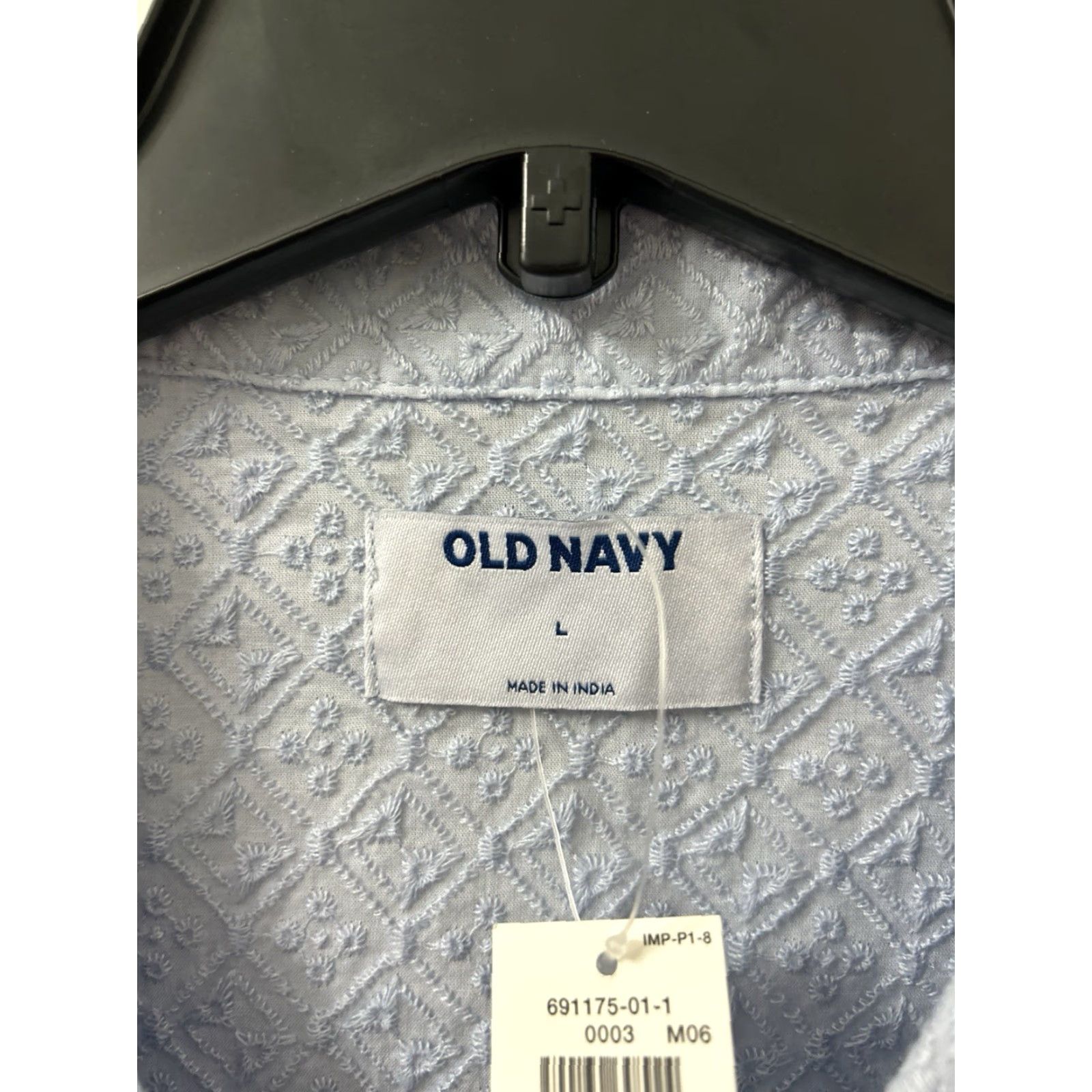 Old Navy VINTAGE? No — Old Navy Shirt Mens Large Blue Geometric Button Down S/S MSRP 40? Size US L / EU 52-54 / 3 - 6 Thumbnail