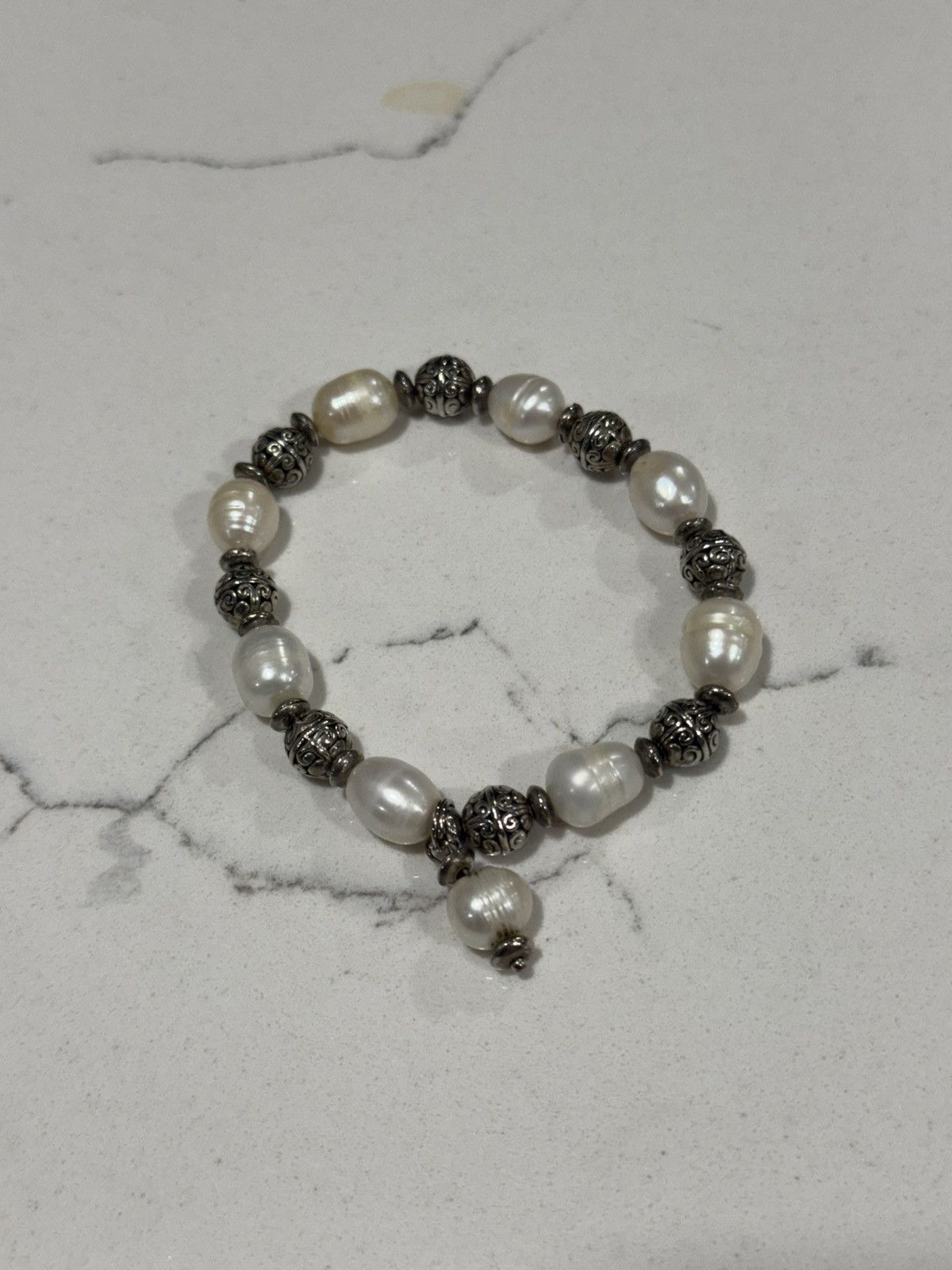 Jewelry Sterling Silver & Natural Freshwater Pearl Bracelet Baroque Size ONE SIZE - 2 Thumbnail