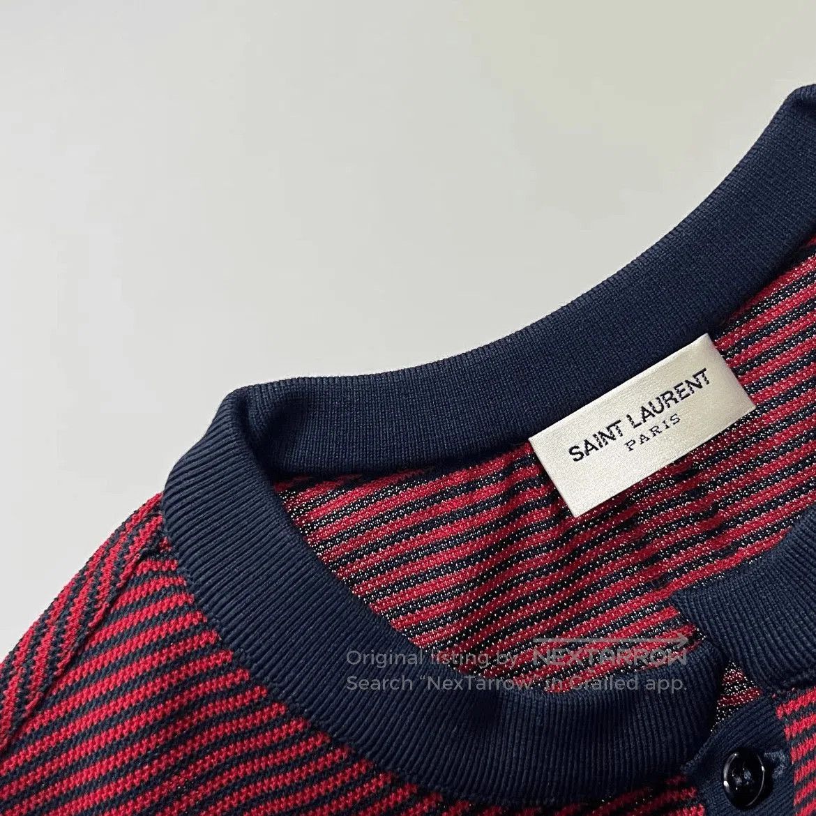 Saint Laurent Paris Saint Laurent Paris Henry Neck Red Stripe Tee. Size US S / EU 44-46 / 1 - 5 Thumbnail