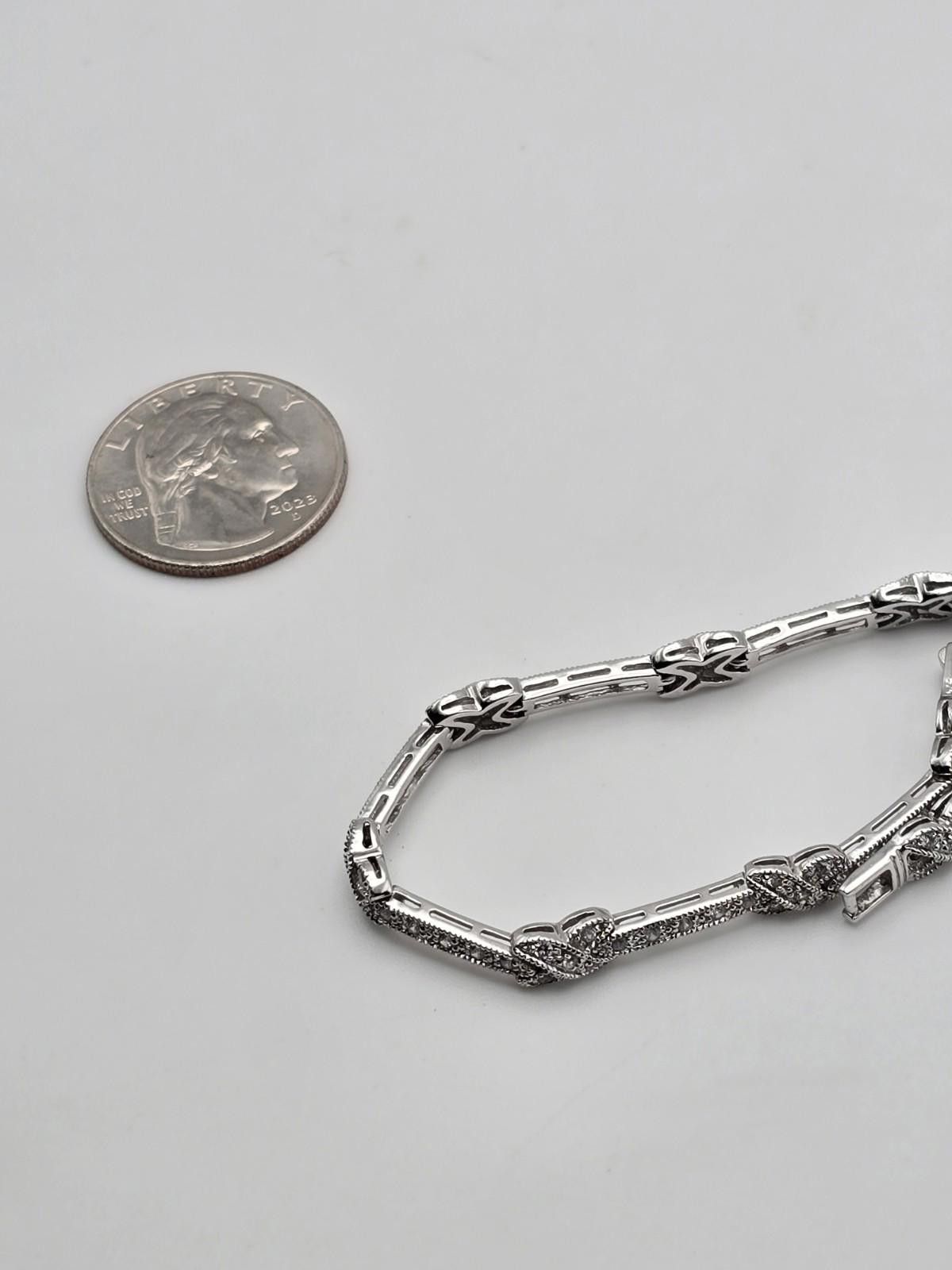 Other ATI Sterling Silver CZ Bracelet 7"Infinity Knot Link Design Size ONE SIZE - 8 Thumbnail